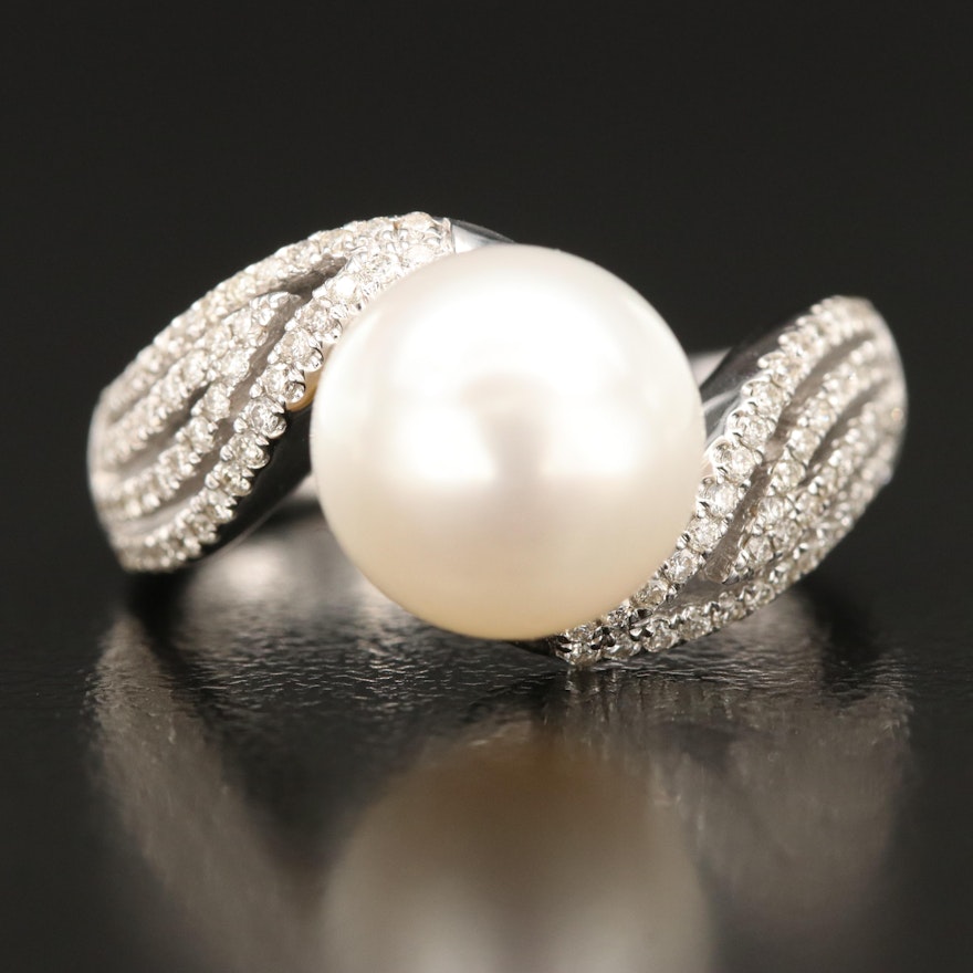 14K Pearl and Diamond Ring