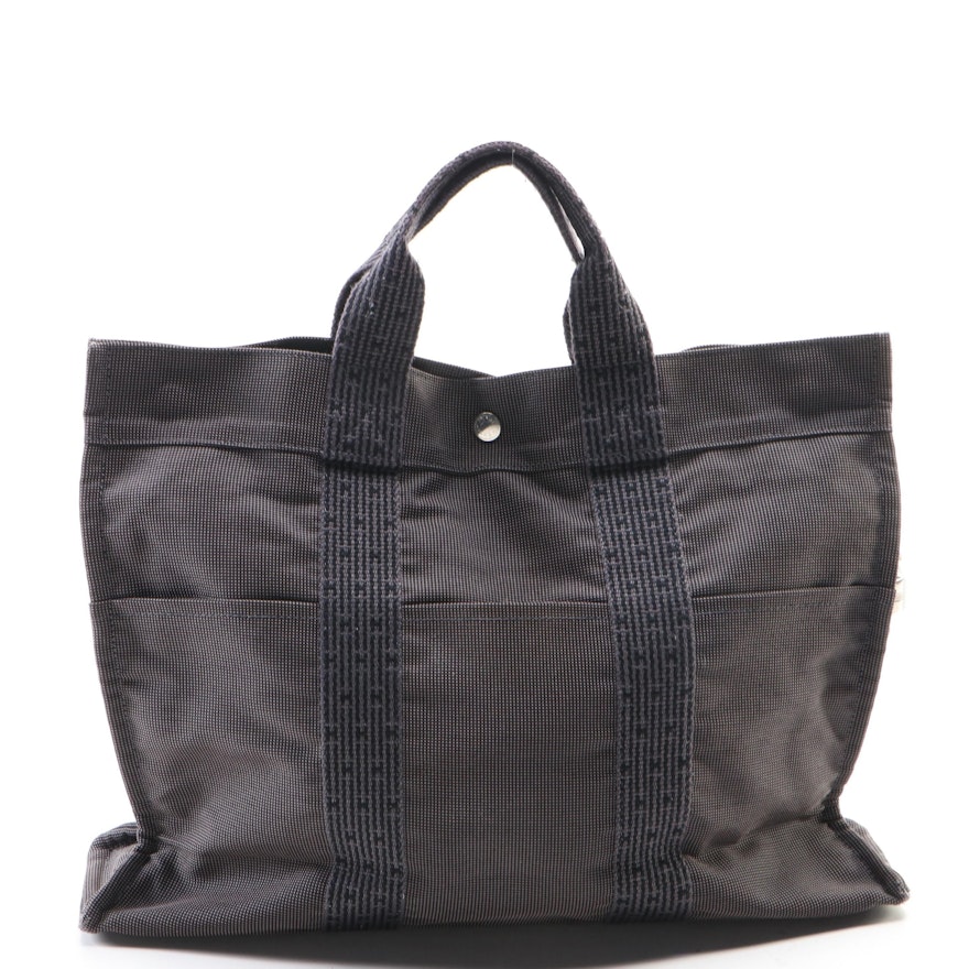 Hermès Herline Fourre Tout MM Tote Bag in Gray/Black Canvas