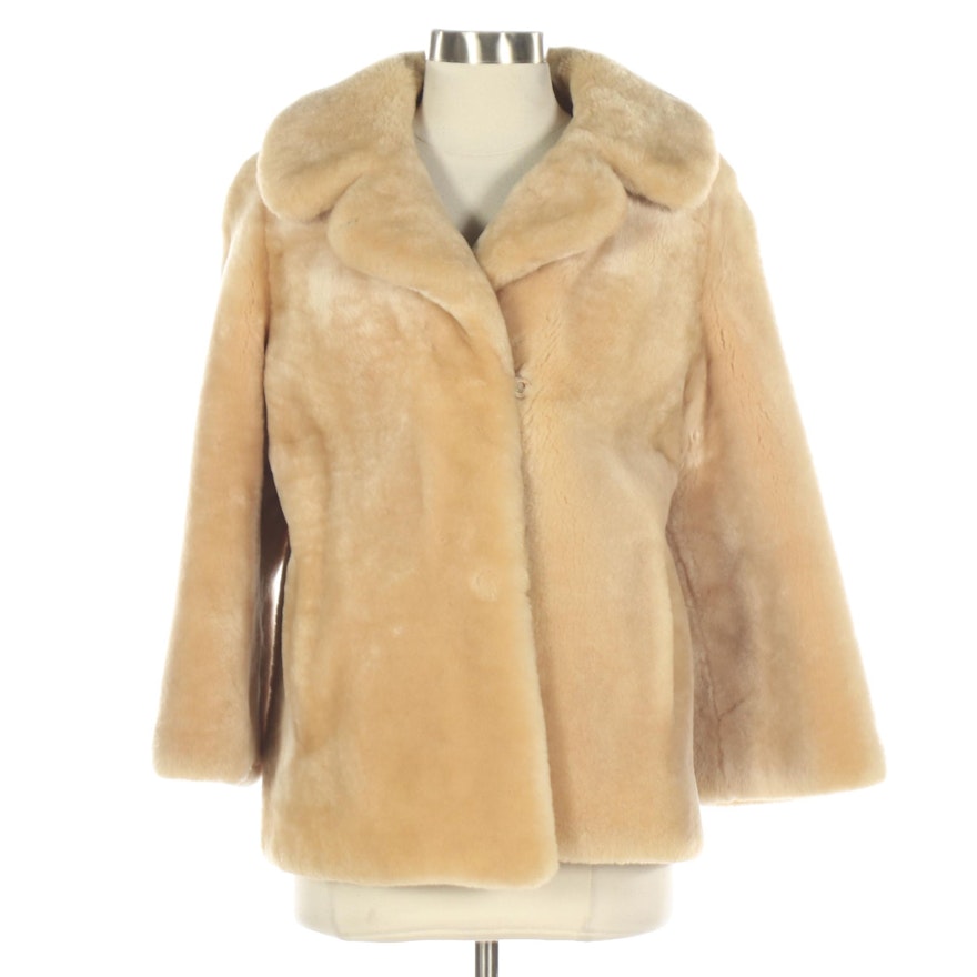 Blonde Mouton Fur Coat with Notch Collar from McAlpin's