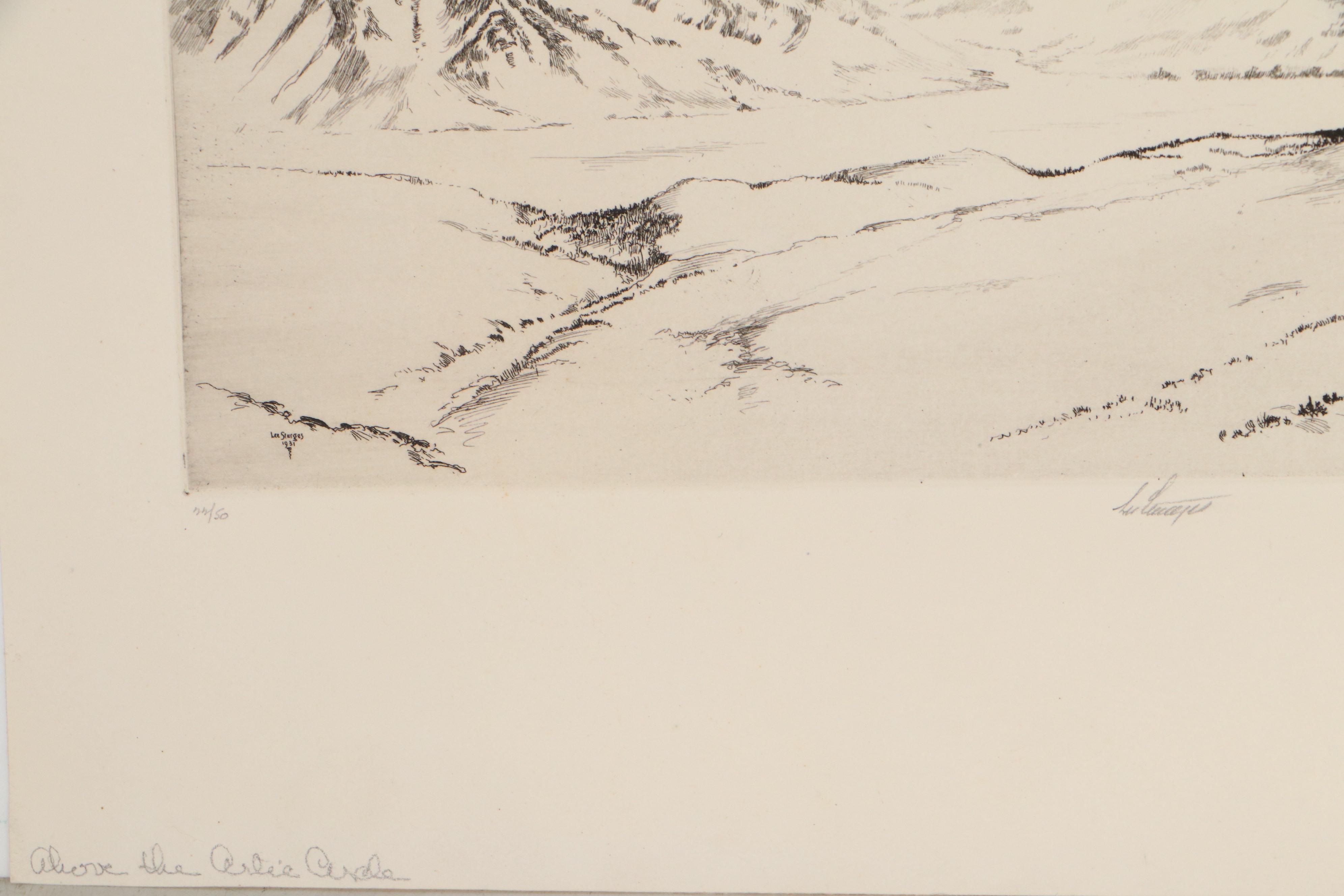 Lee Sturges Etching Including "Wet Snow," Circa 1930