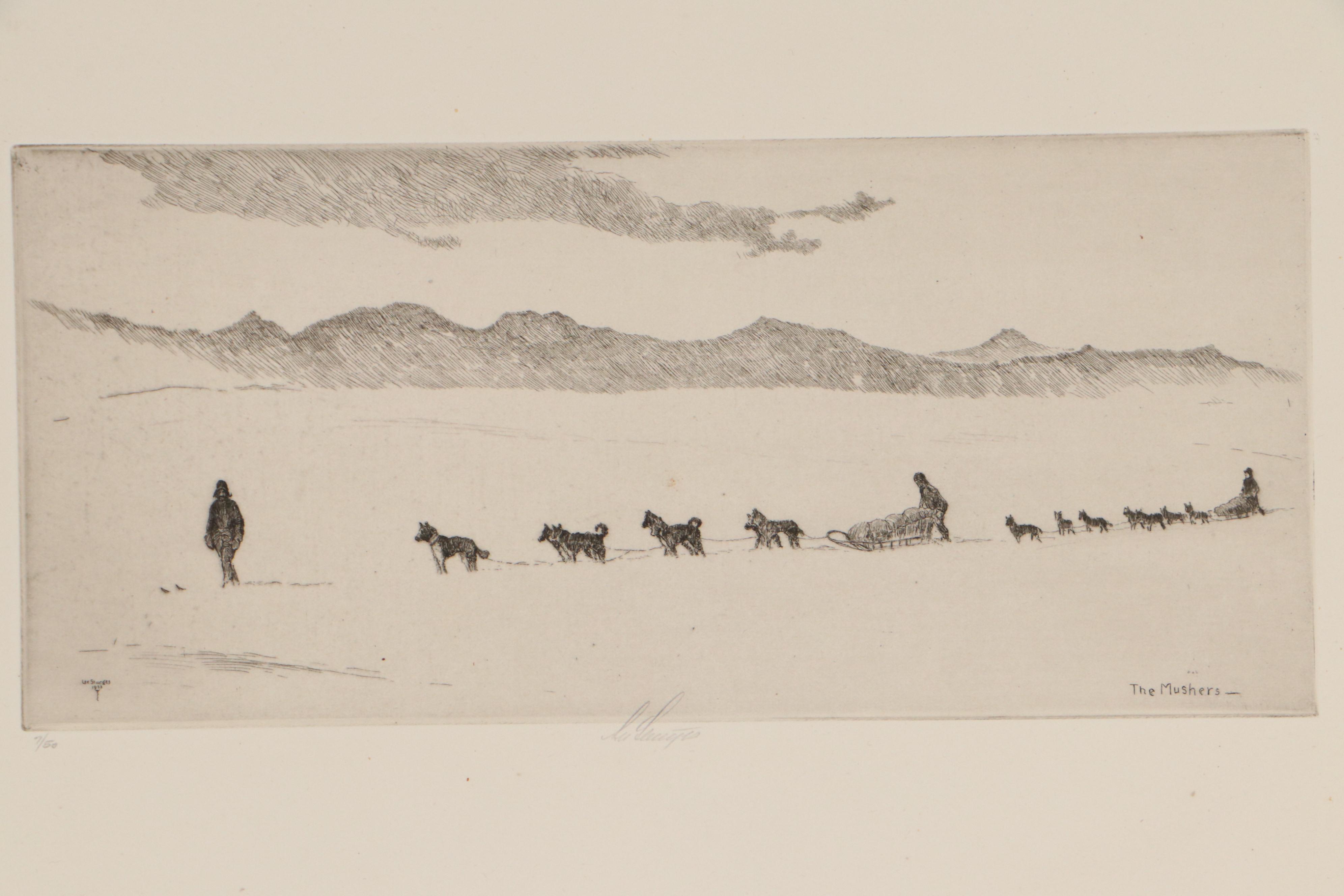 Lee Sturges Etching Including "Wet Snow," Circa 1930
