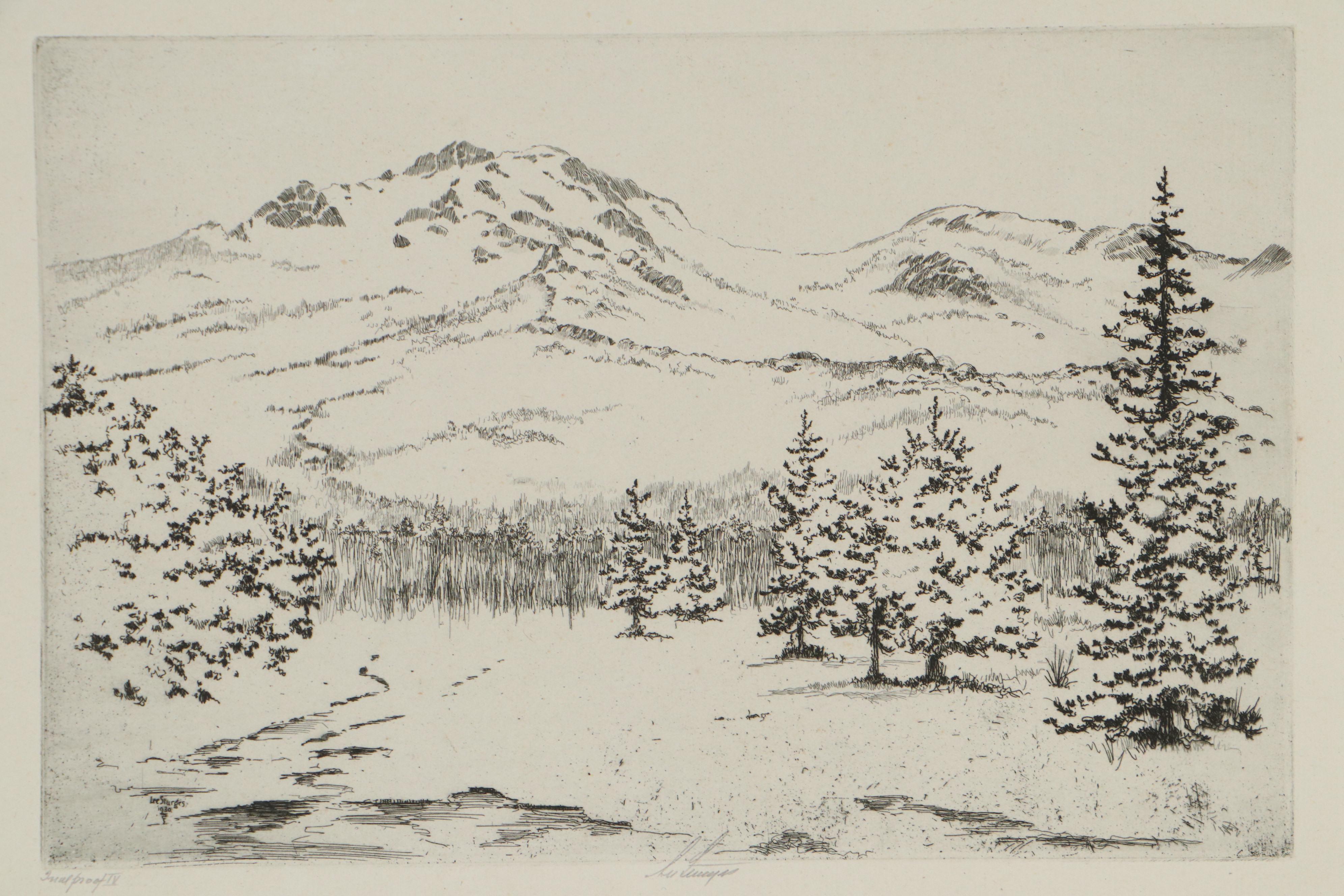 Lee Sturges Etching Including "Wet Snow," Circa 1930