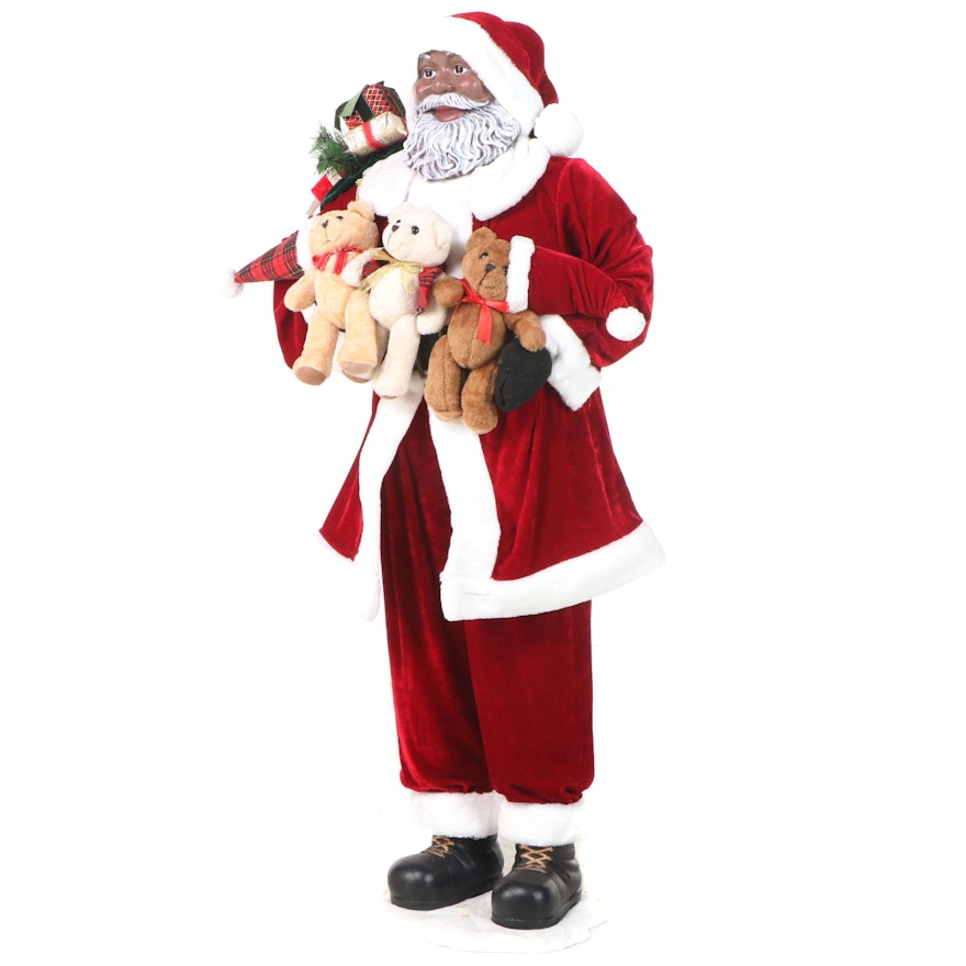 Large Santa With Teddy Bears and Present Bag