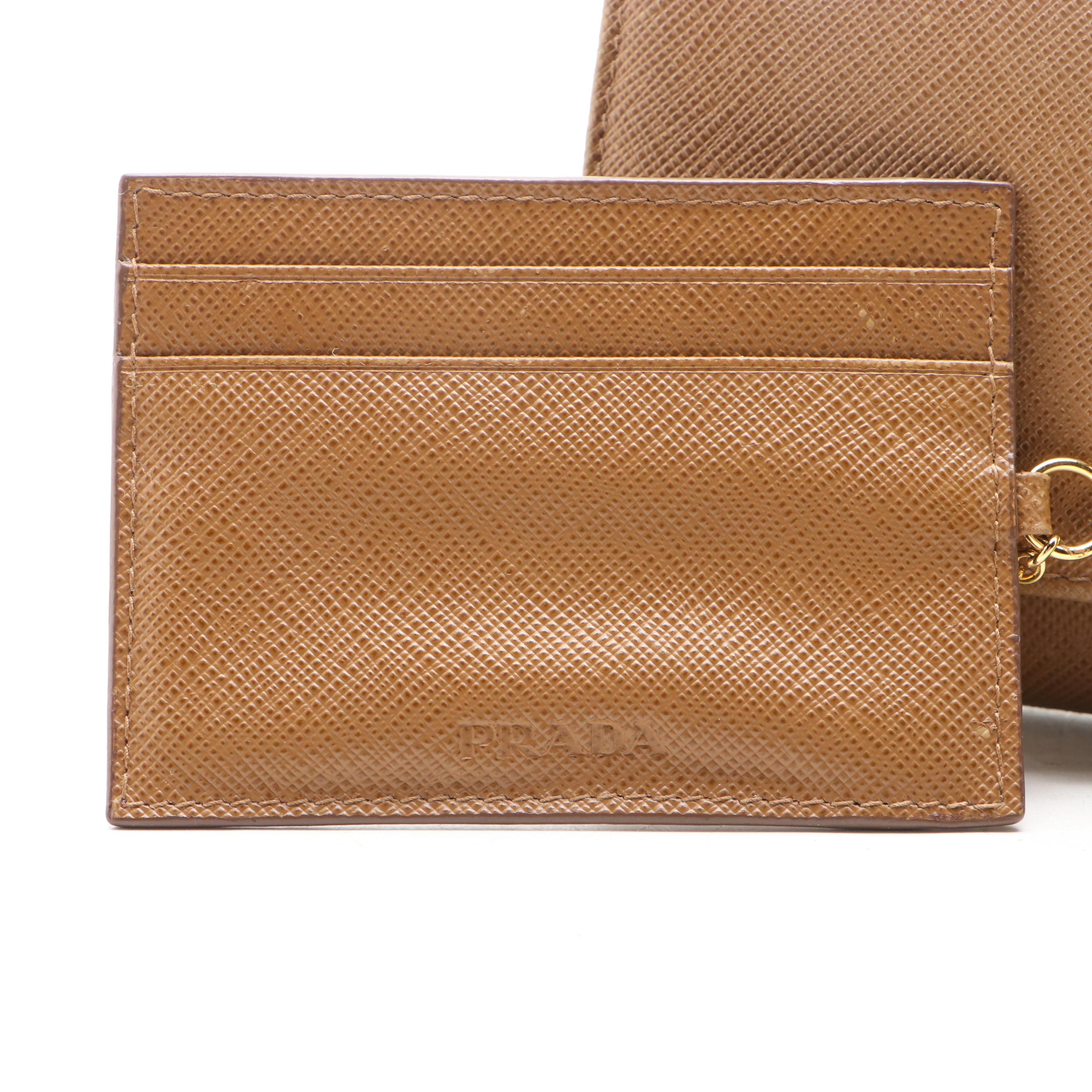Prada Long Wallet in Light Brown Saffiano Leather