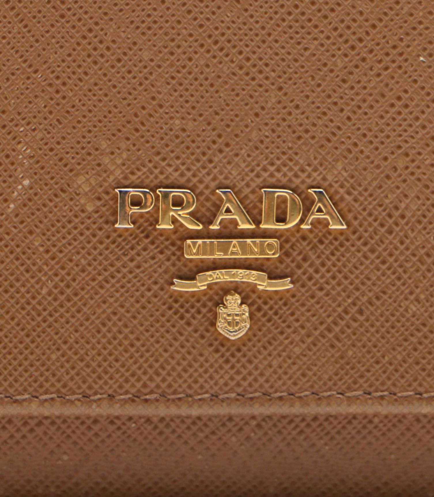 Prada Long Wallet in Light Brown Saffiano Leather
