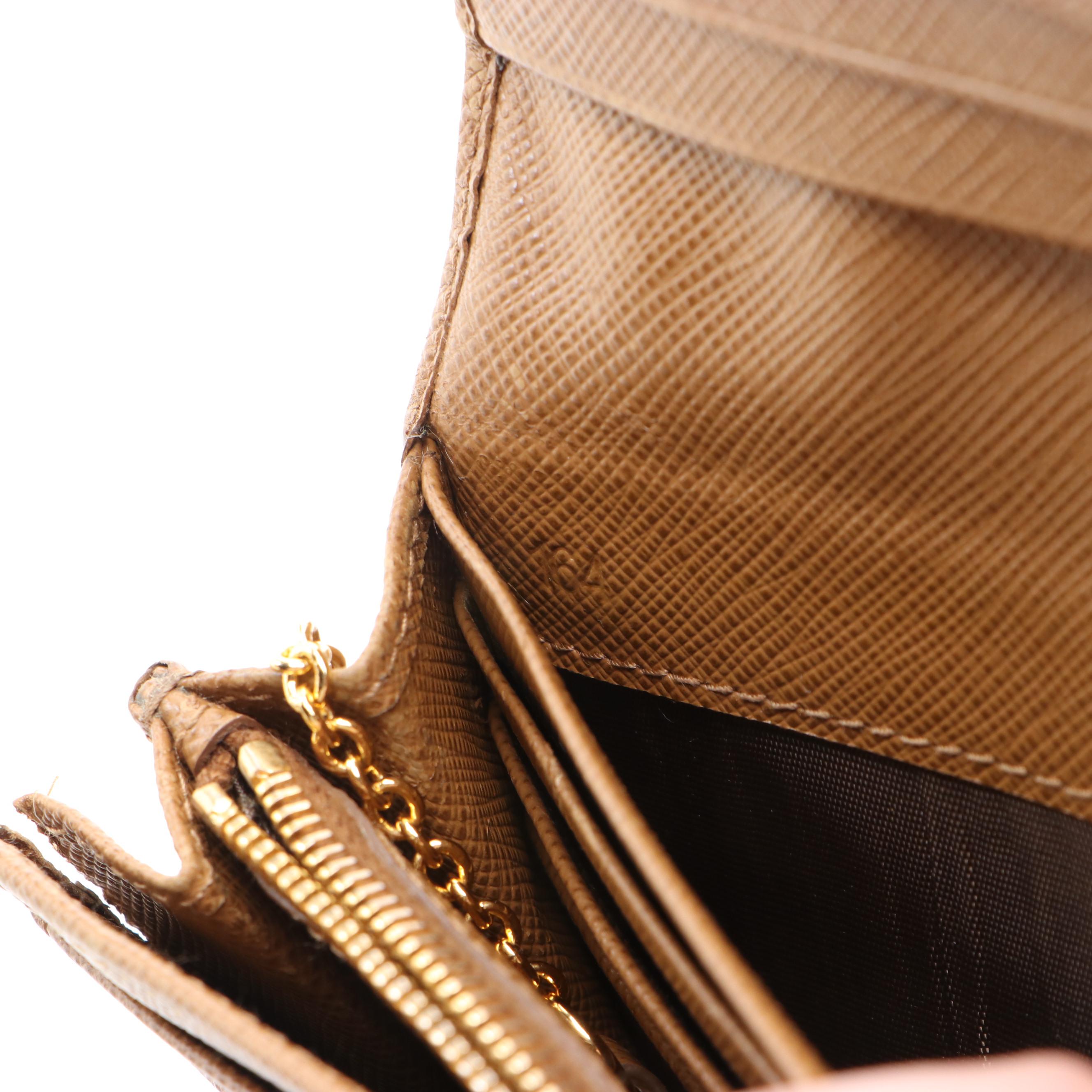 Prada Long Wallet in Light Brown Saffiano Leather