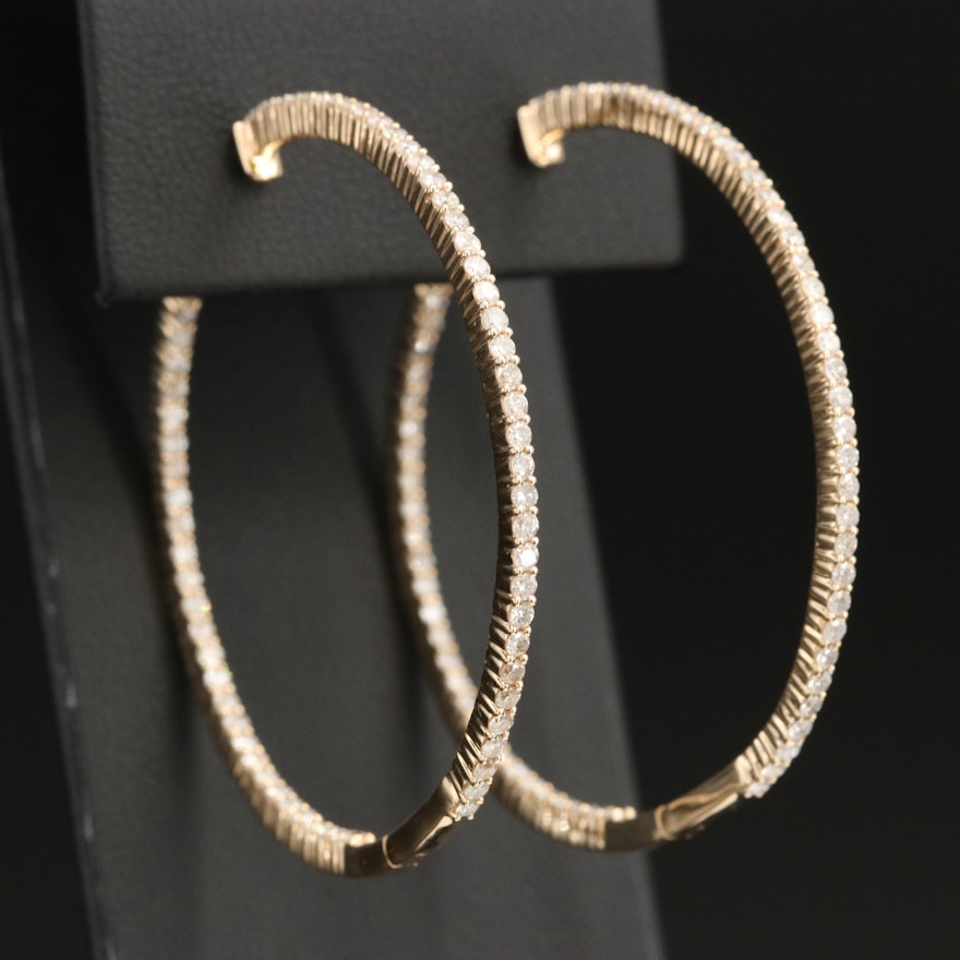 14K 2.55 CTW Diamond Inside-Out Hoop Earrings