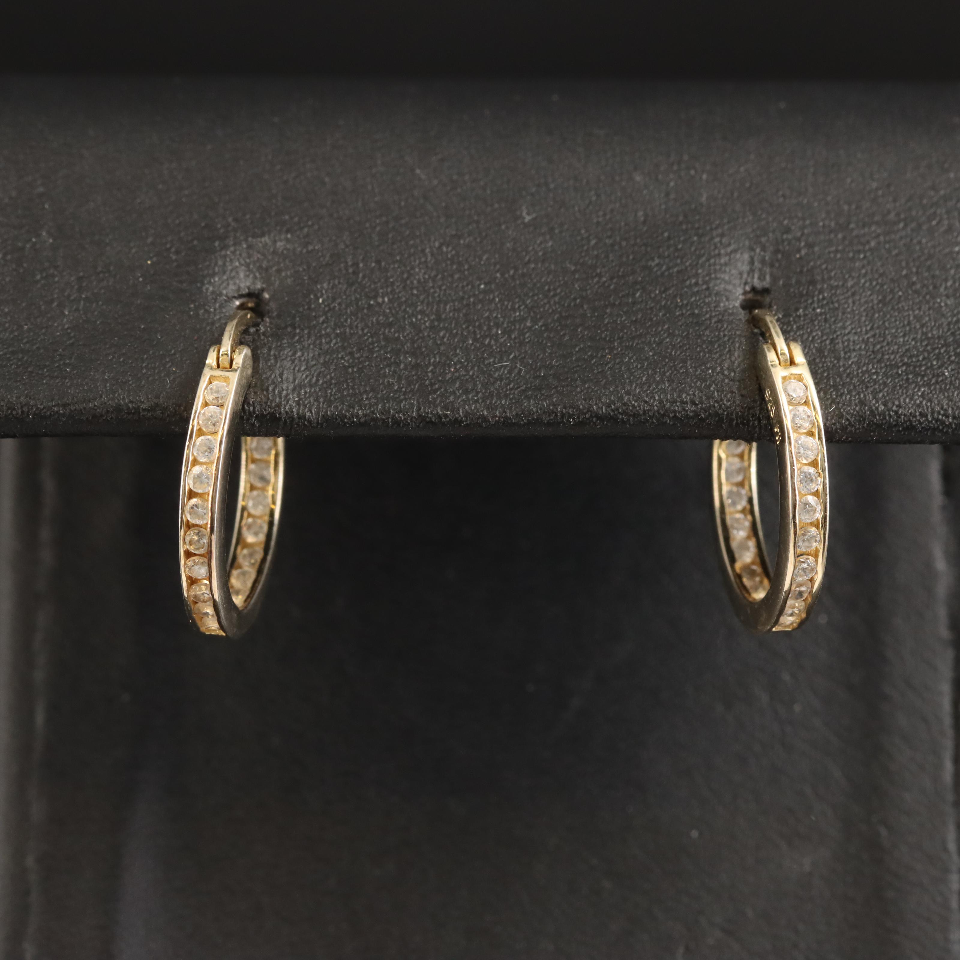 Sterling Cubic Zirconia Inside-Out Hoop Earrings