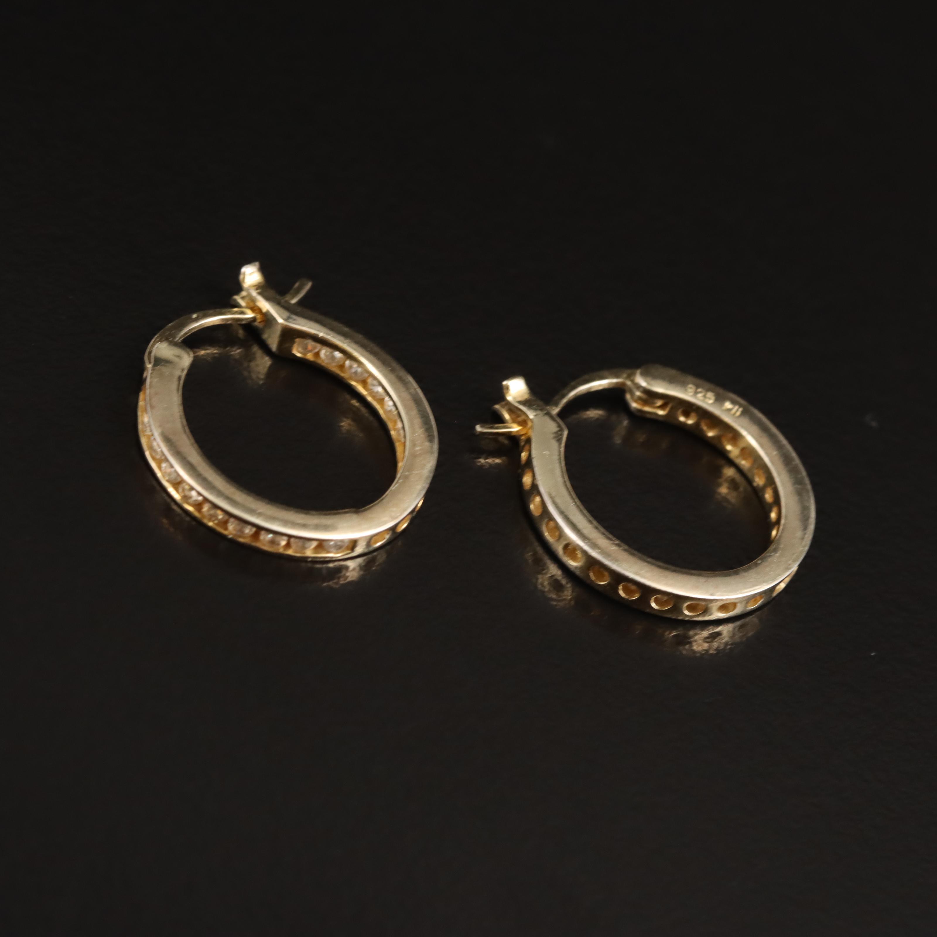 Sterling Cubic Zirconia Inside-Out Hoop Earrings