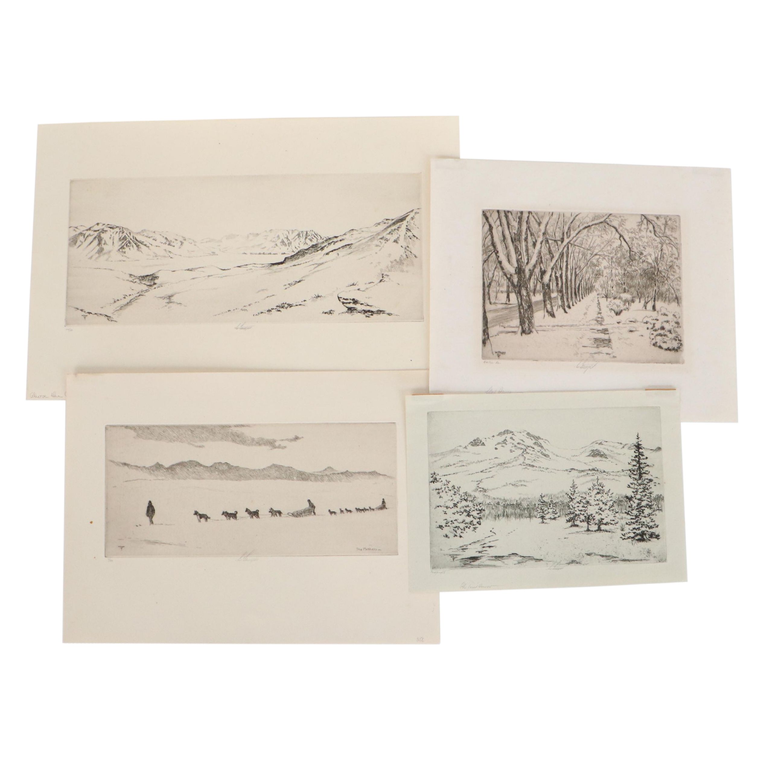 Lee Sturges Etching Including "Wet Snow," Circa 1930