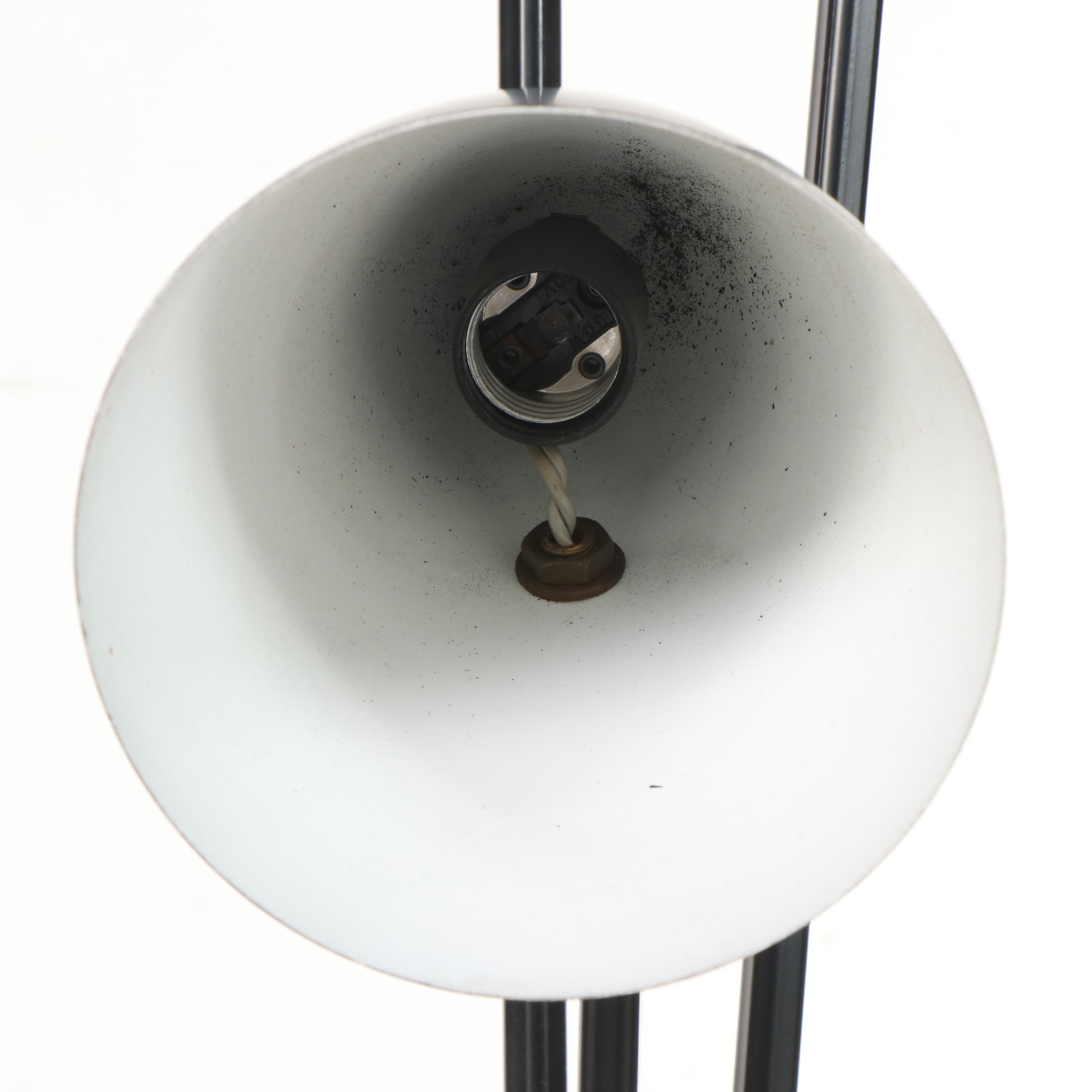 Mid Century Modern Black and Brass Three-Arm Floor Lamp, Mid-20th C