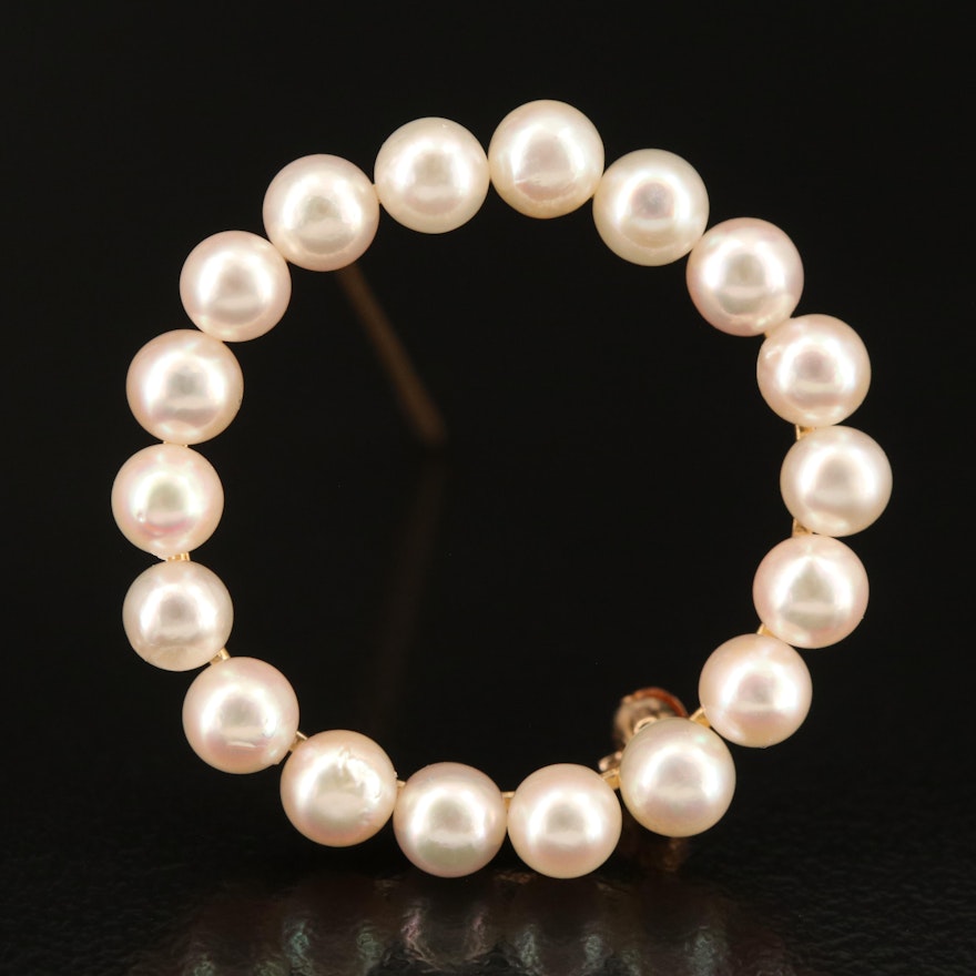 14K Pearl Circle Brooch