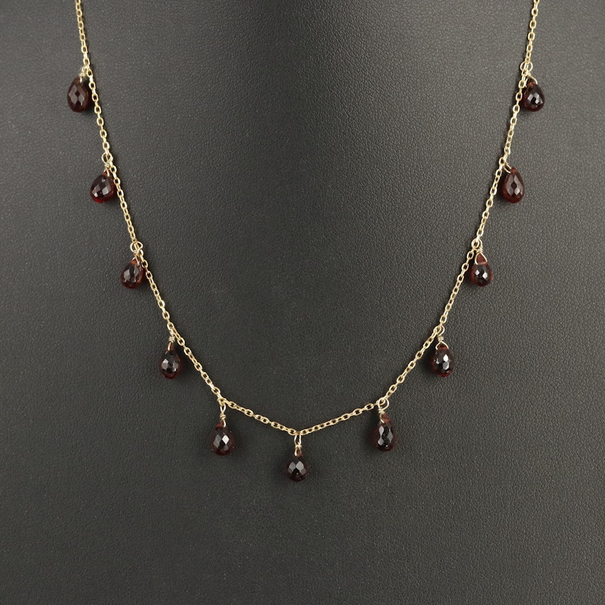 14K Garnet Fringe Necklace