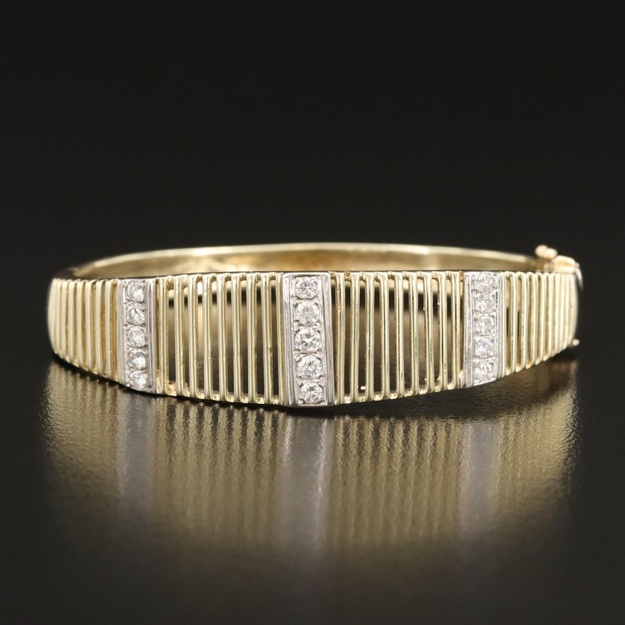 14K 1.02 CTW Diamond Hinged Bangle