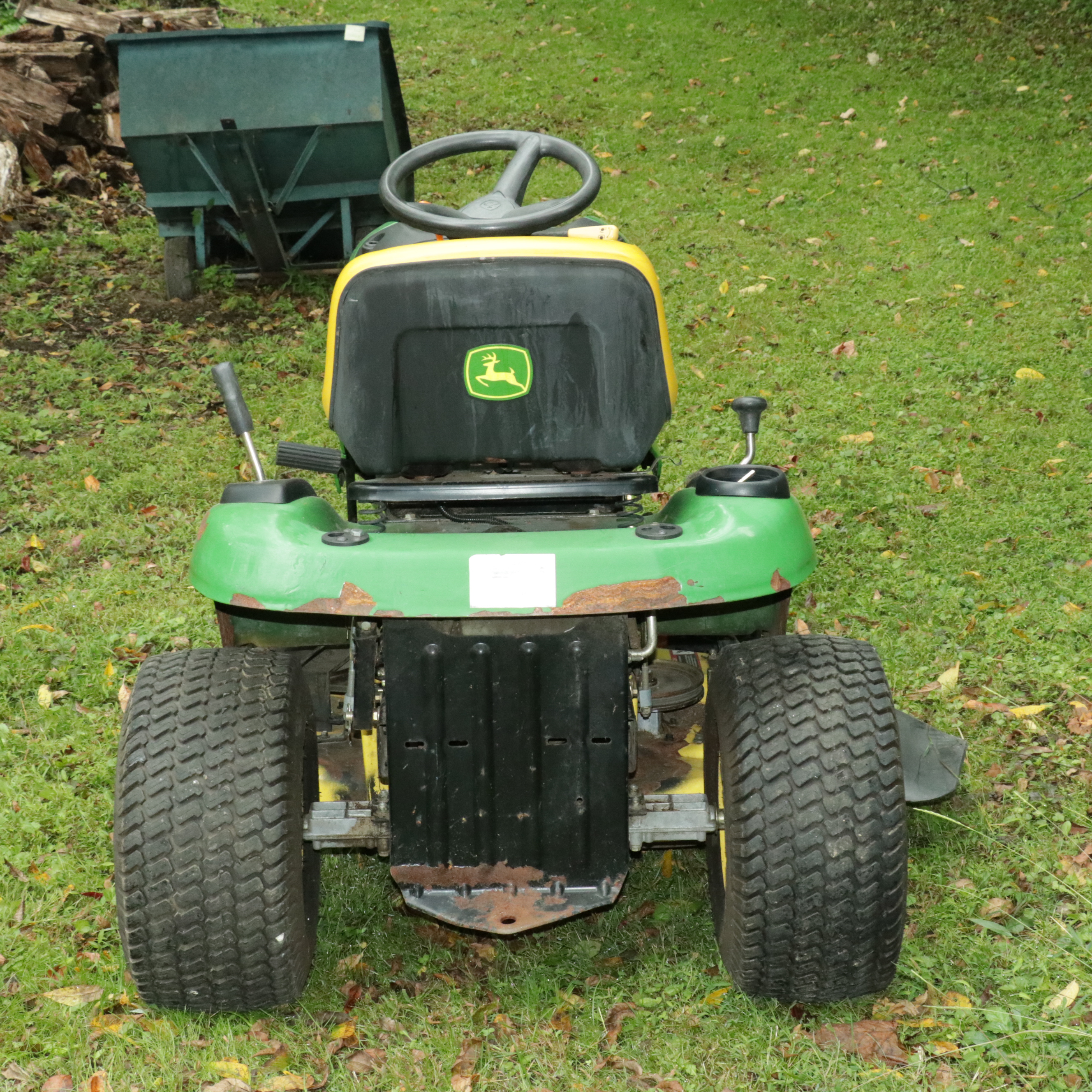 John Deere 100 Series Riding Mower with Trailer