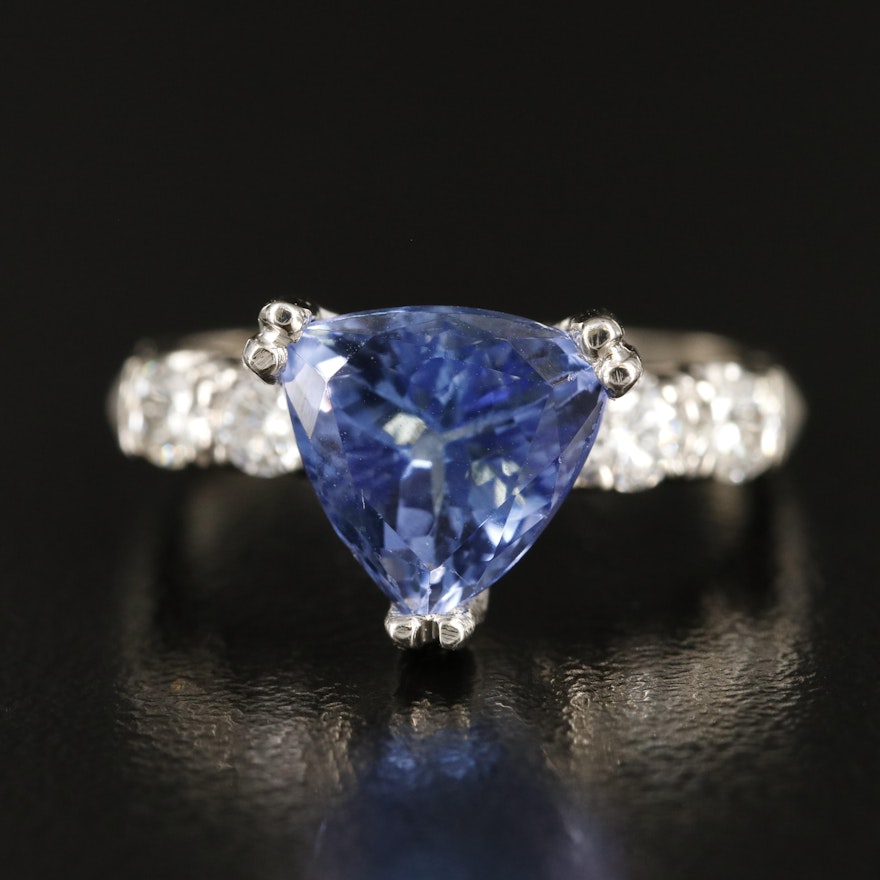 14K Tanzanite and Diamond Triangle Ring