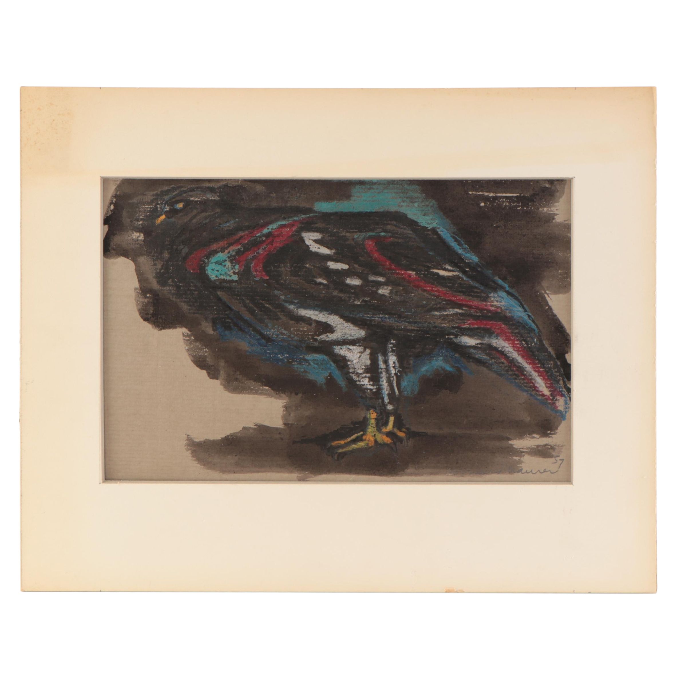 Leonard Maurer Drawing "Bird of Prey," 1957