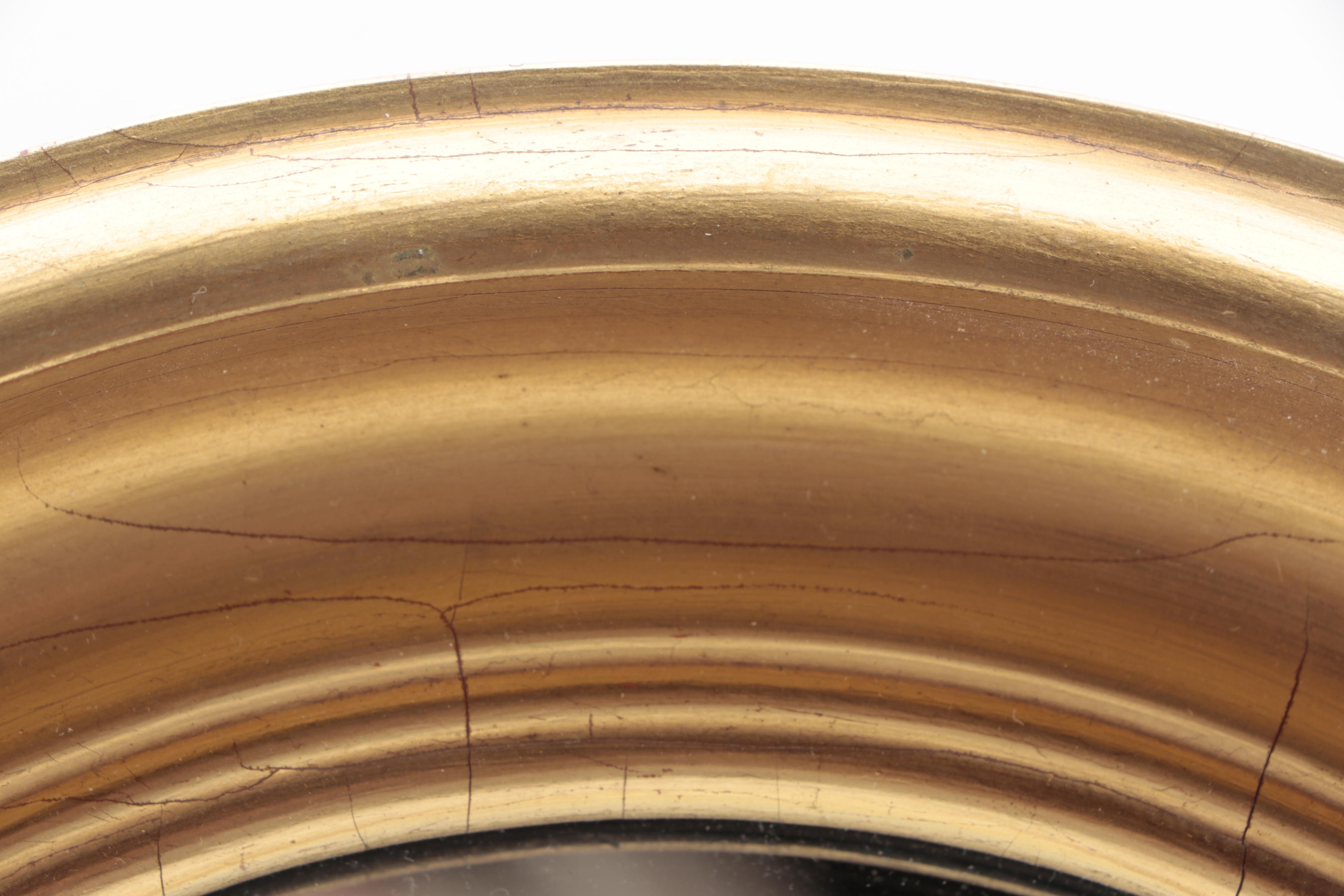 Etched Cranberry Glass Table Lamp with Pair of Gilt Framed Accent Mirrors