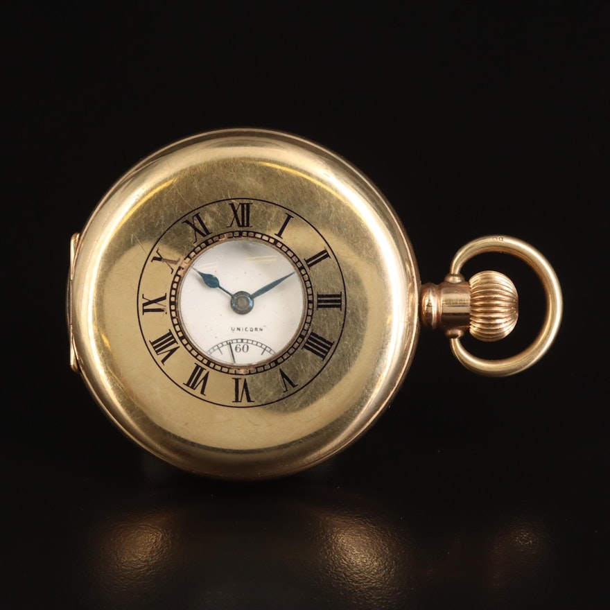 Swiss Made Unicorn Demi-Hunting Case Pocket Watch