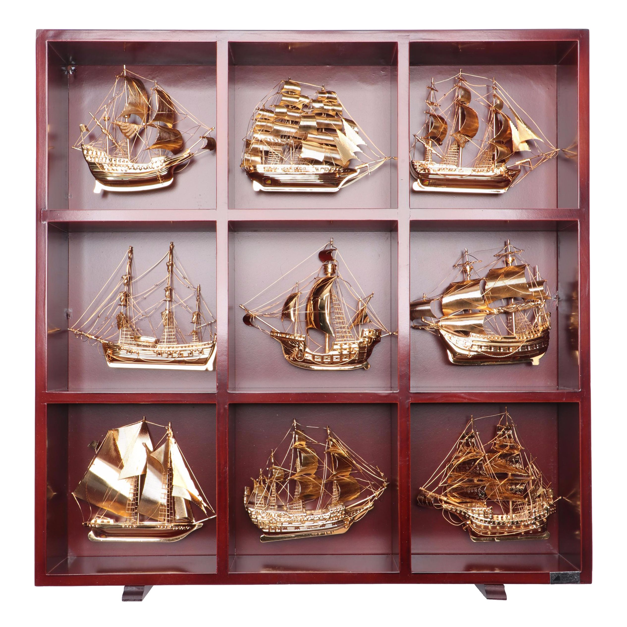 AGI Sailing Classics Nine-Cubby Display With Sailing Ship Models