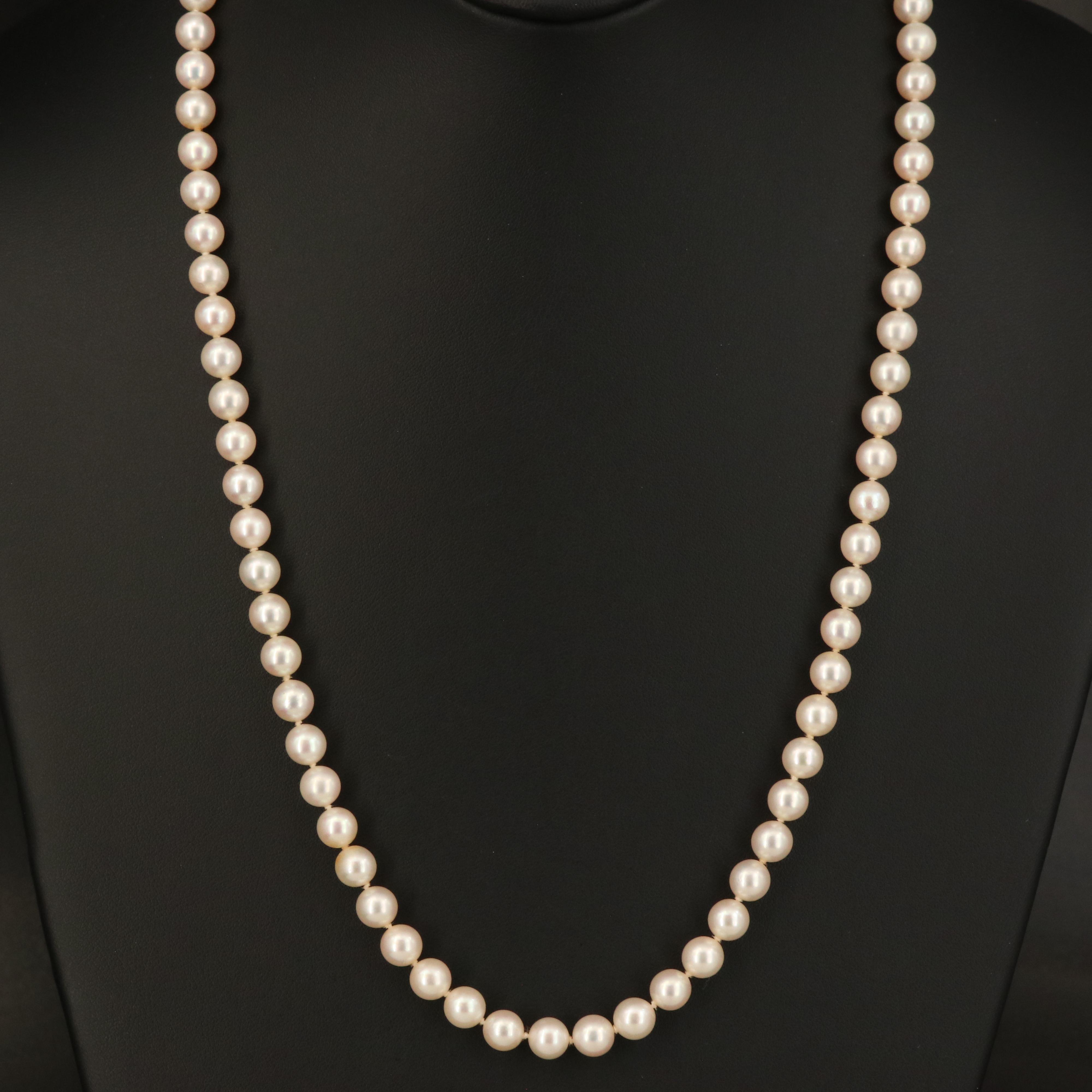 Vintage Mikimoto Pearl Necklace with Sterling Clasp