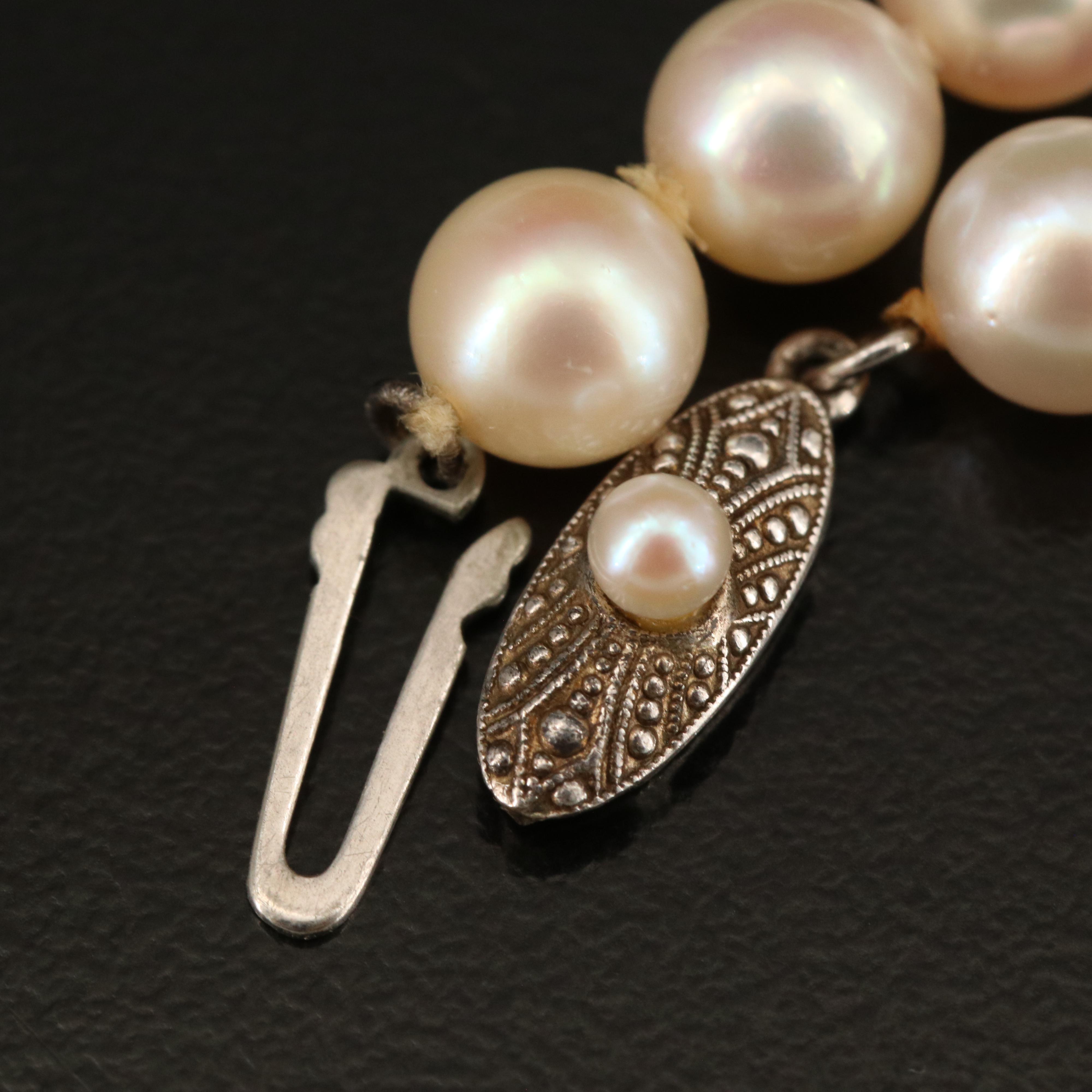 Vintage Mikimoto Pearl Necklace with Sterling Clasp
