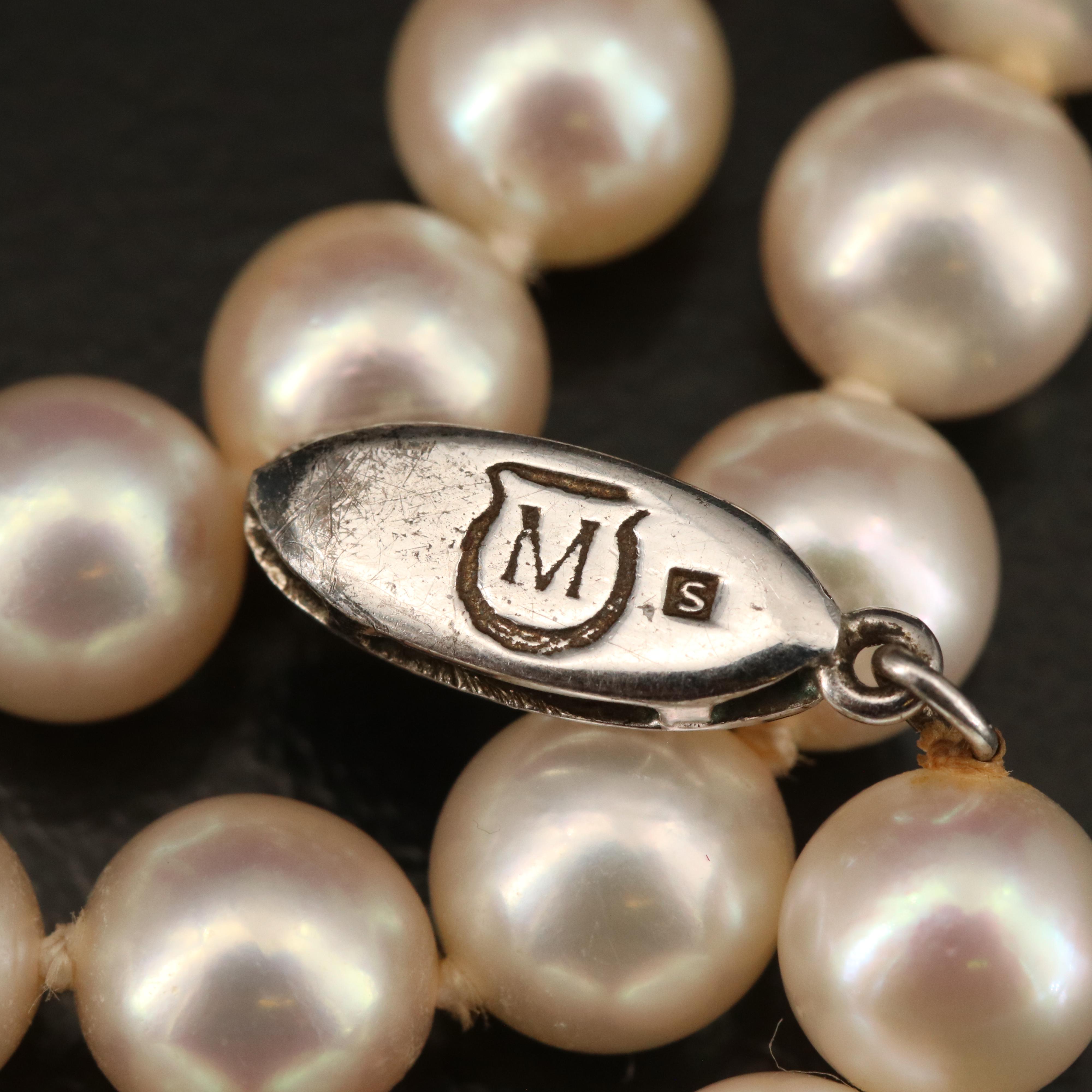 Vintage Mikimoto Pearl Necklace with Sterling Clasp