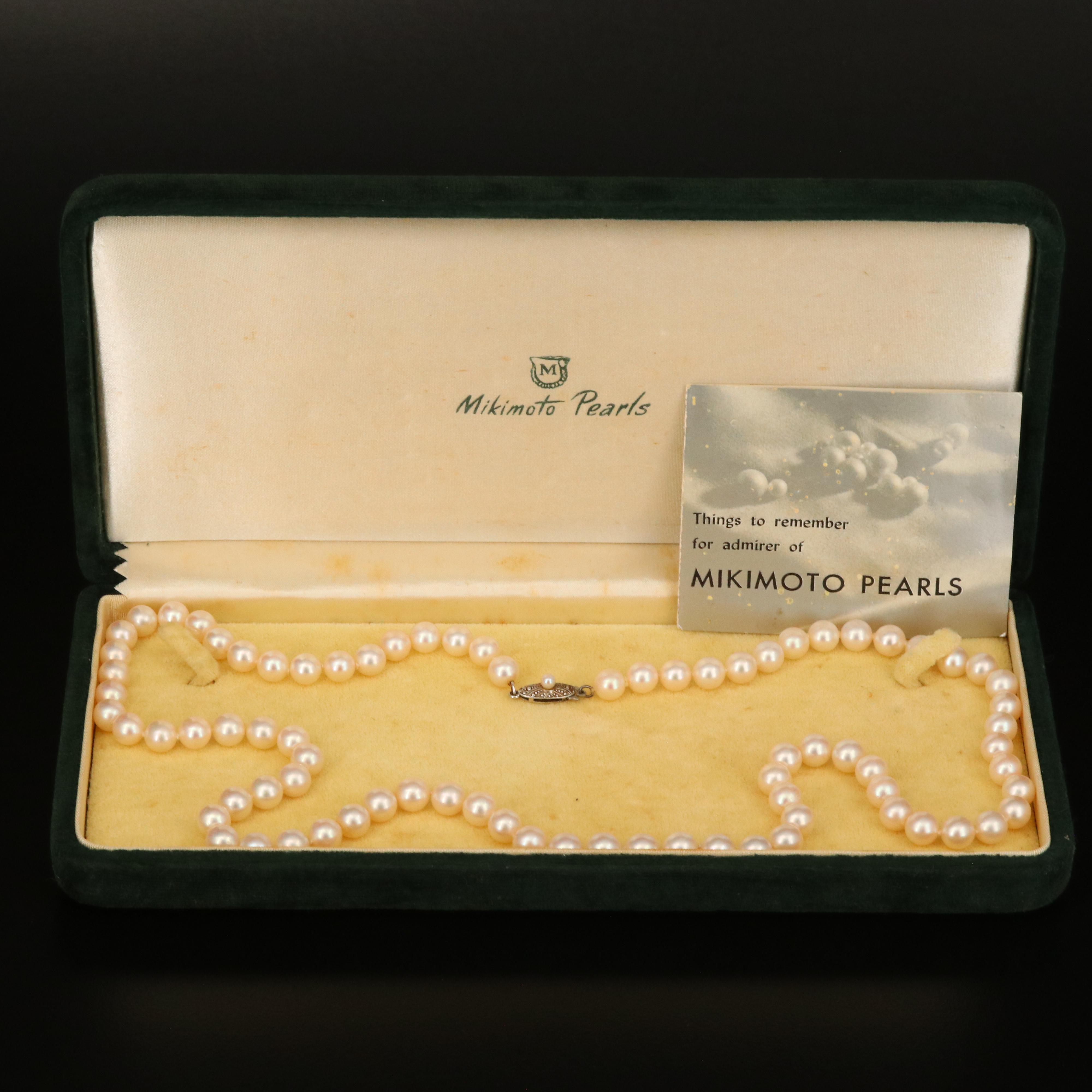 Vintage Mikimoto Pearl Necklace with Sterling Clasp