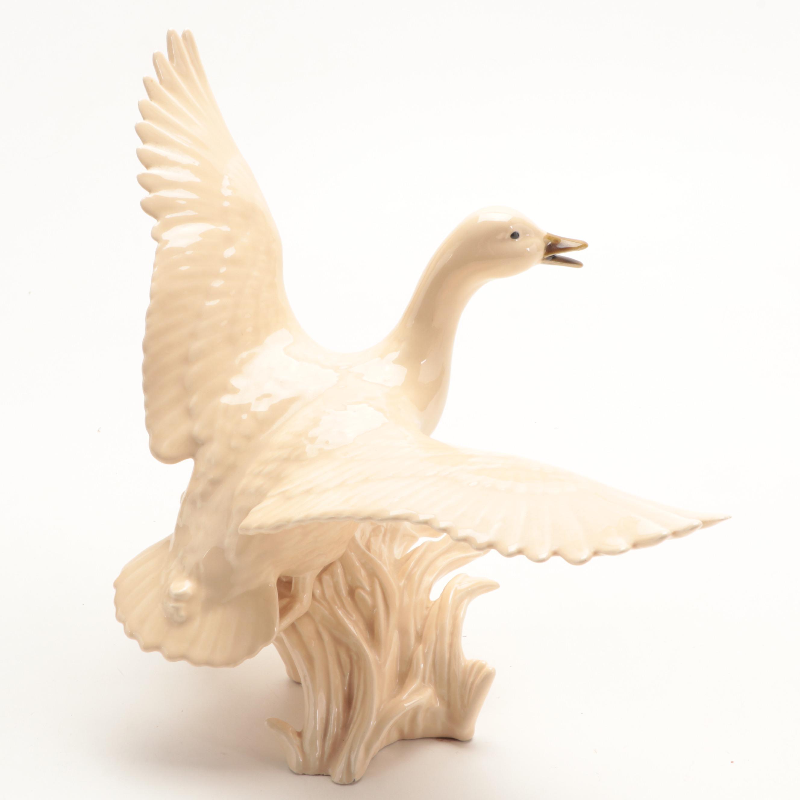 Glazed Ceramic Flying Geese Figurines, Mid to Late 20th Century