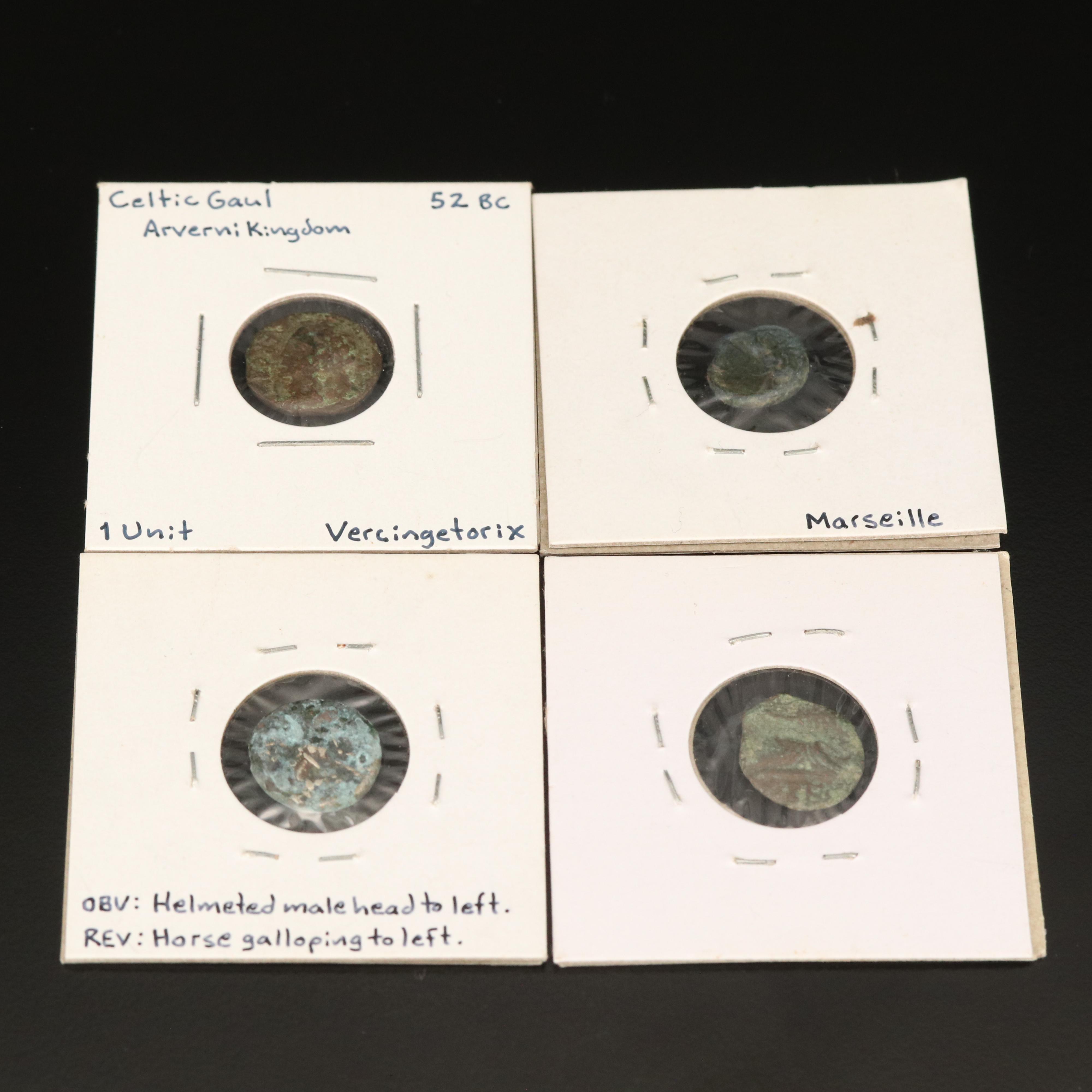 Four Ancient Celtic Gaul Coins, ca. 50 BC