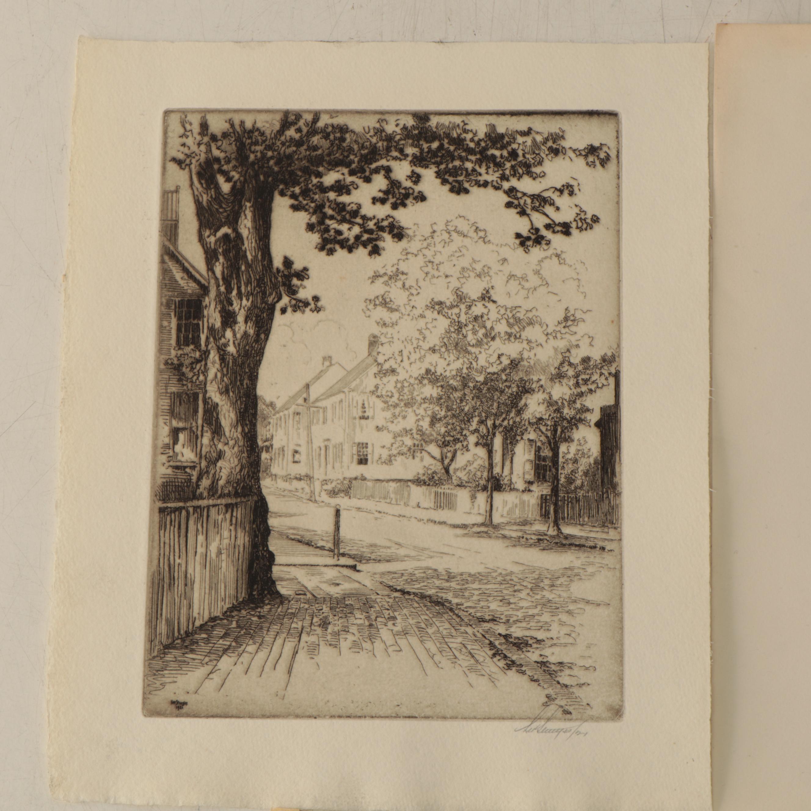 Lee Sturges Residential Landscape Etchings, Circa 1920