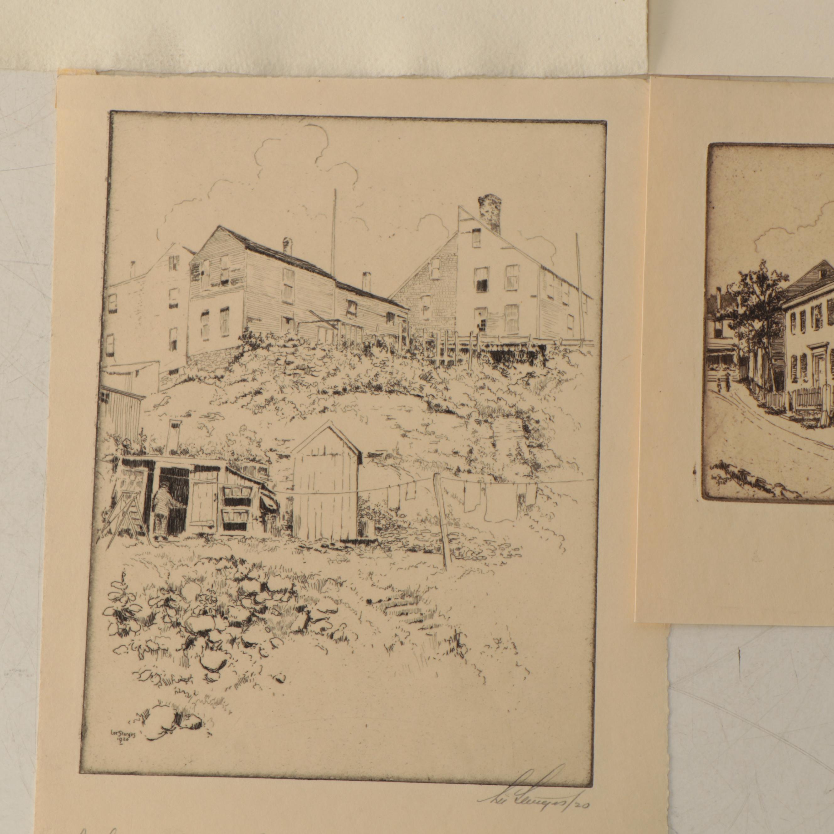 Lee Sturges Residential Landscape Etchings, Circa 1920