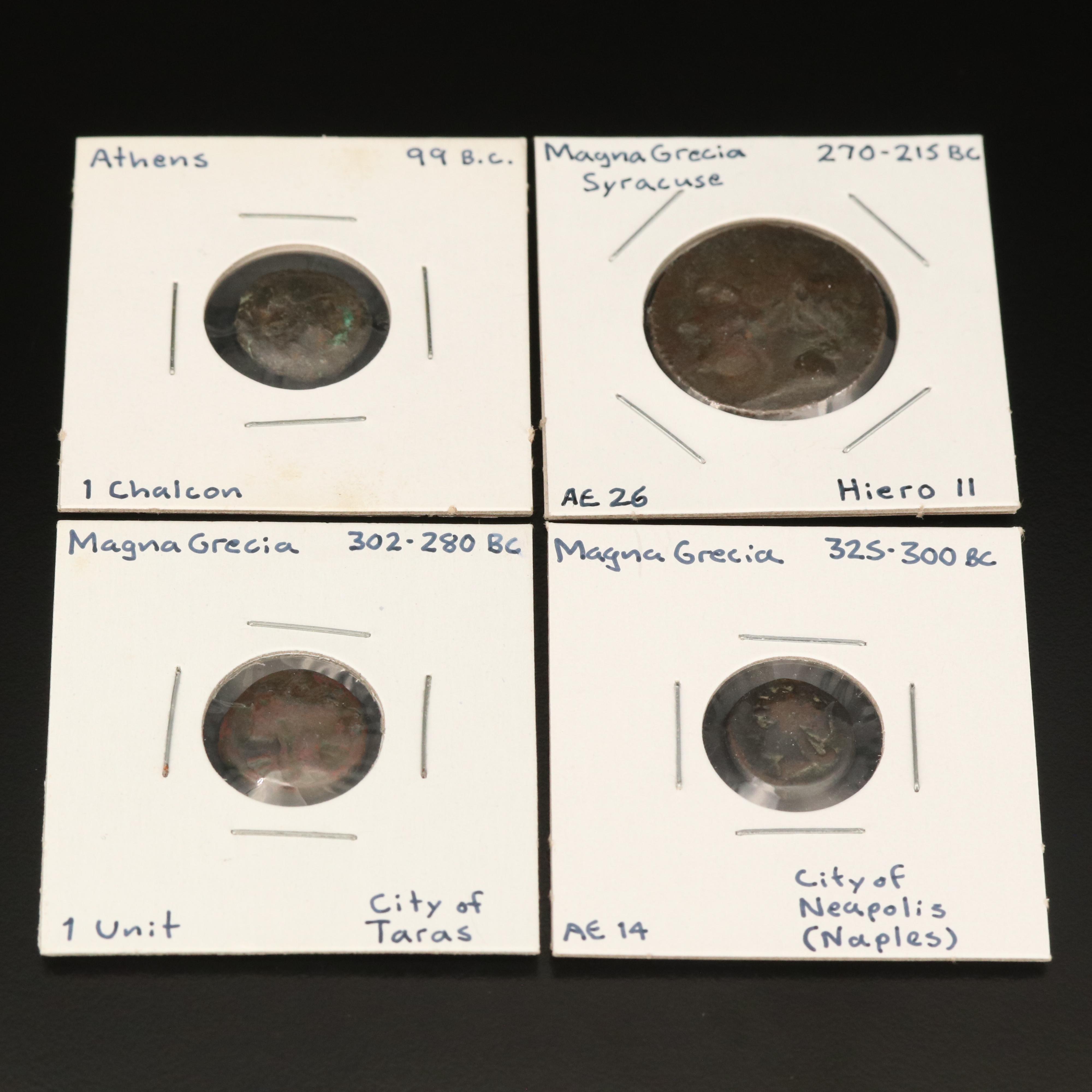 Four Ancient Greek Bronze Coins