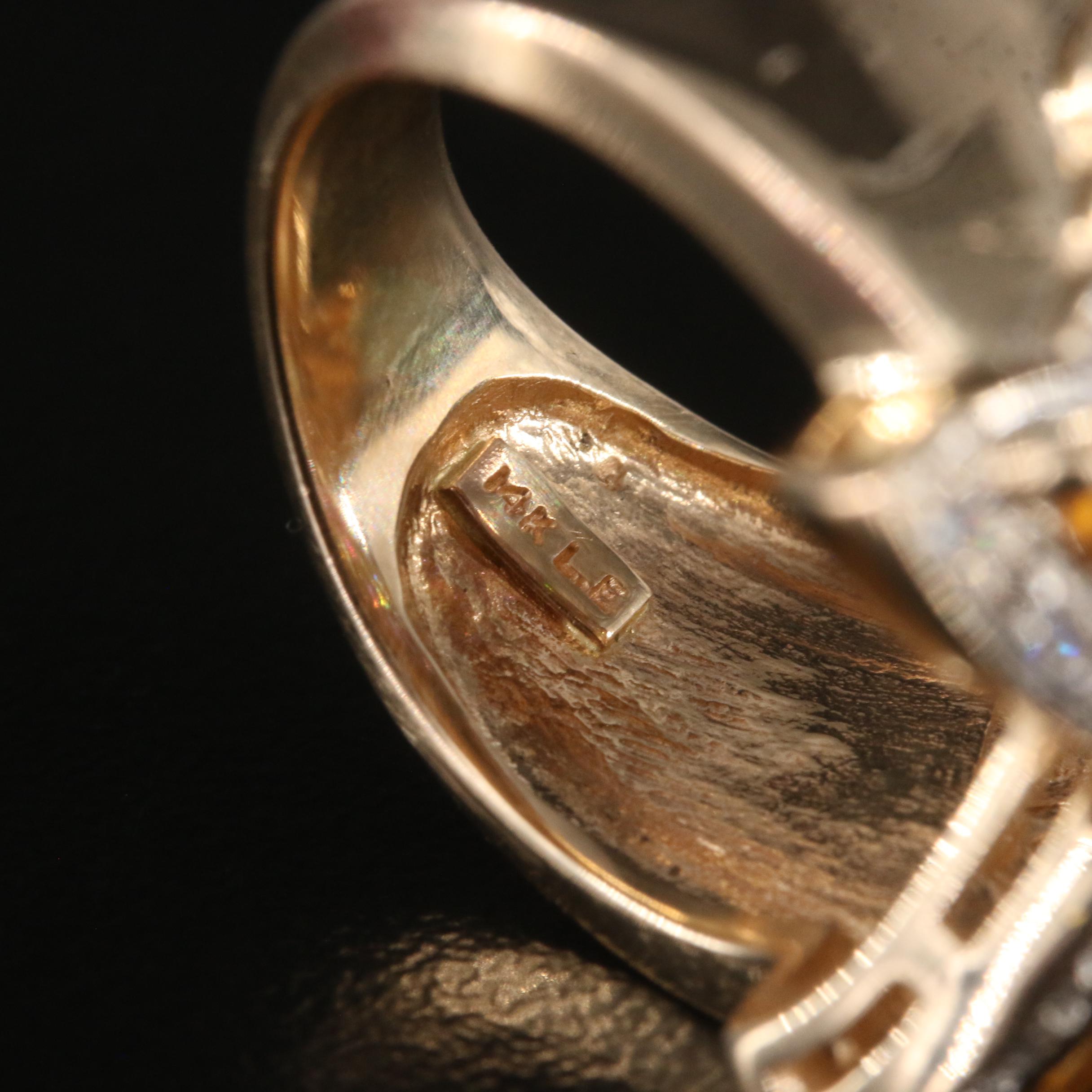 14K Diamond, Ruby and Gemstone Butterfly Ring