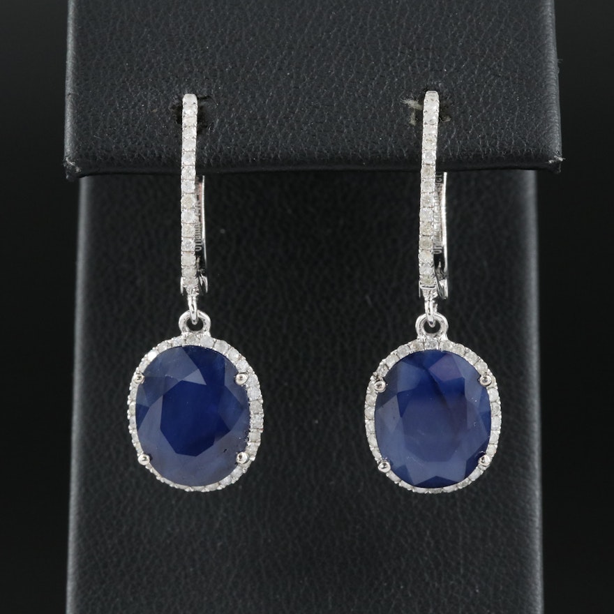 14K Sapphire and Diamond Drop Earrings