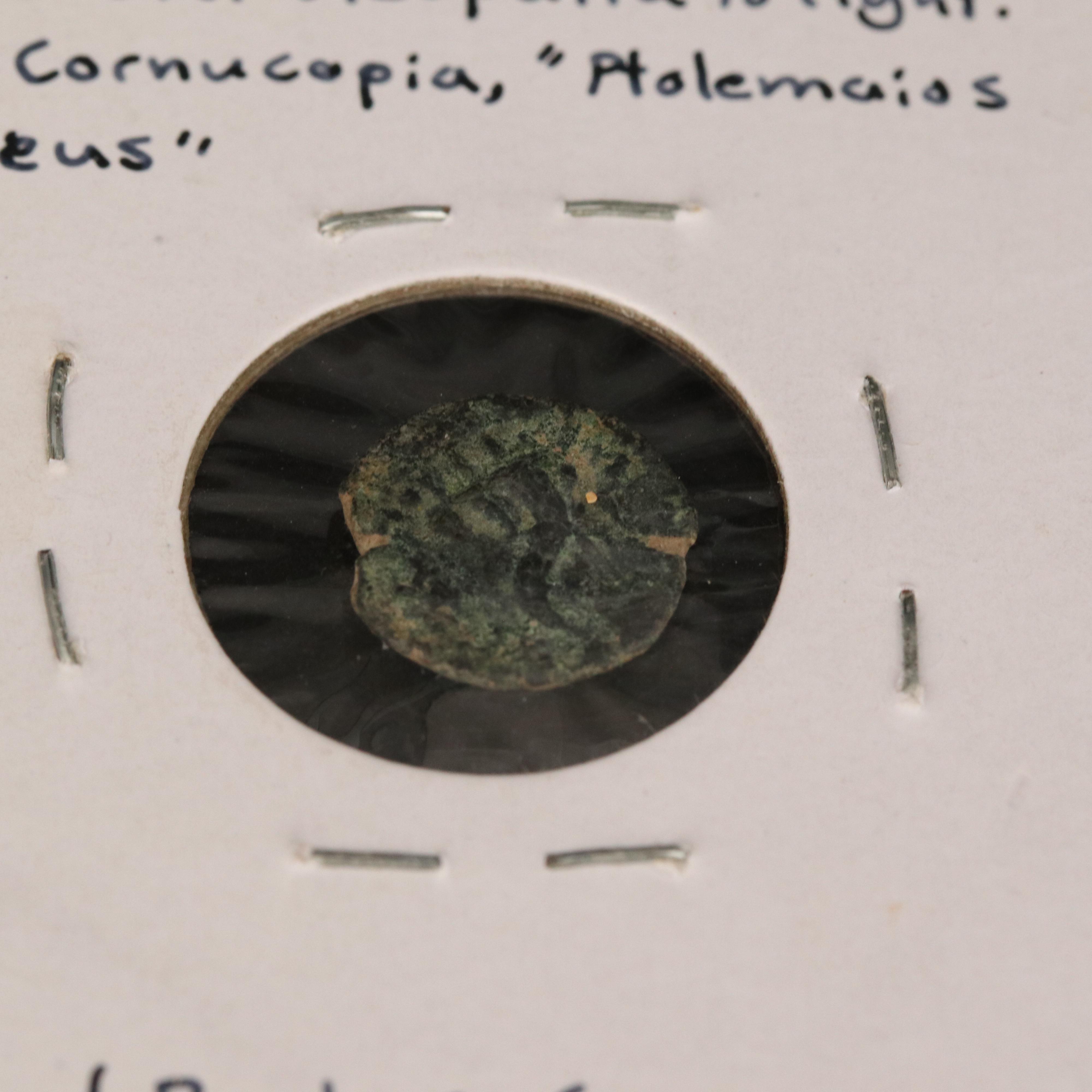 Three Ancient Egyptian Bronze Coins of Cleopatra VII, ca. 35 BC