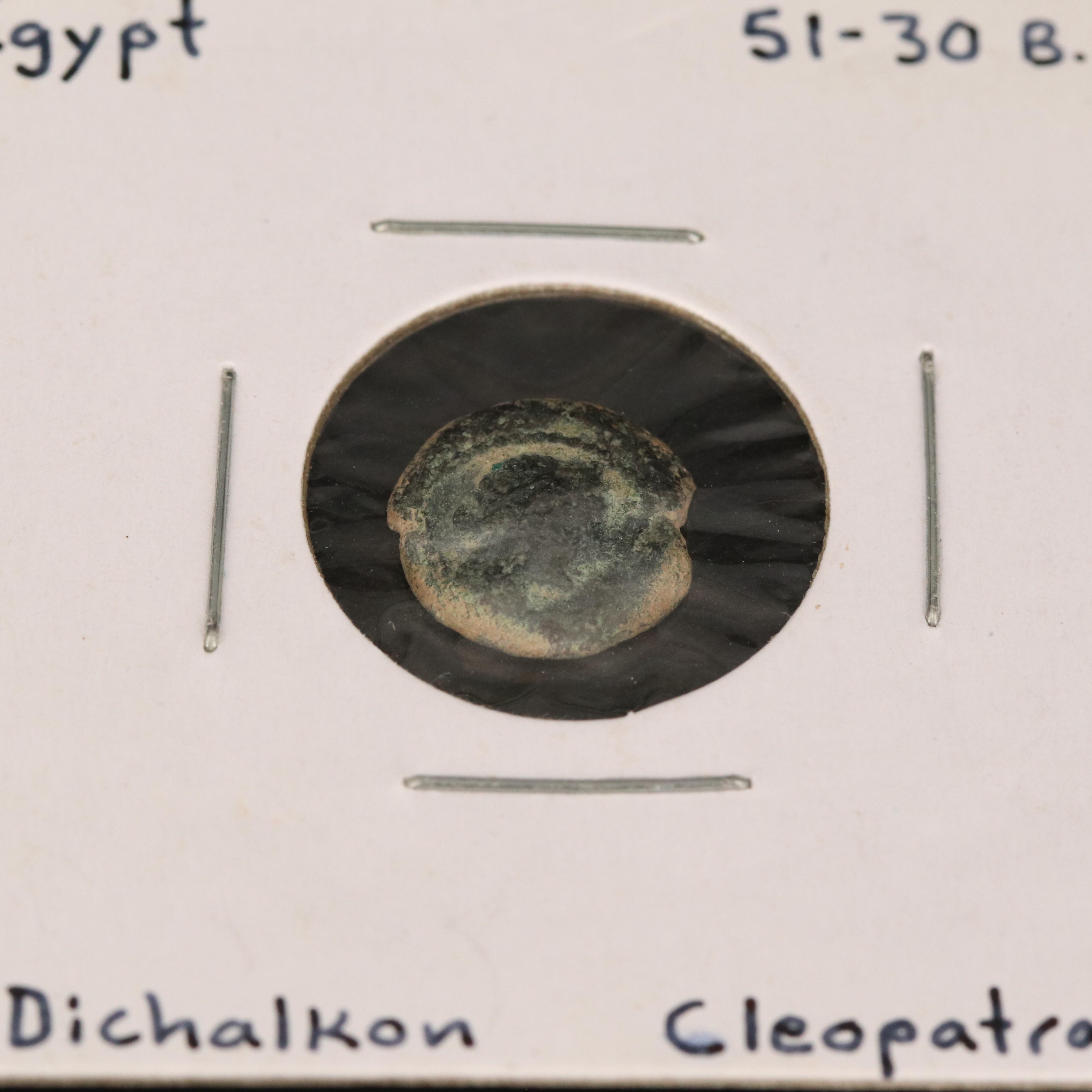 Three Ancient Egyptian Bronze Coins of Cleopatra VII, ca. 35 BC