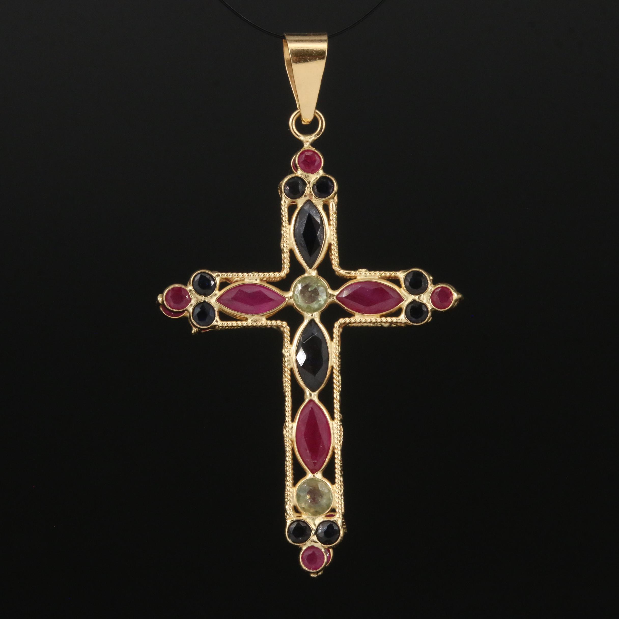 18K Ruby Cross Pendant