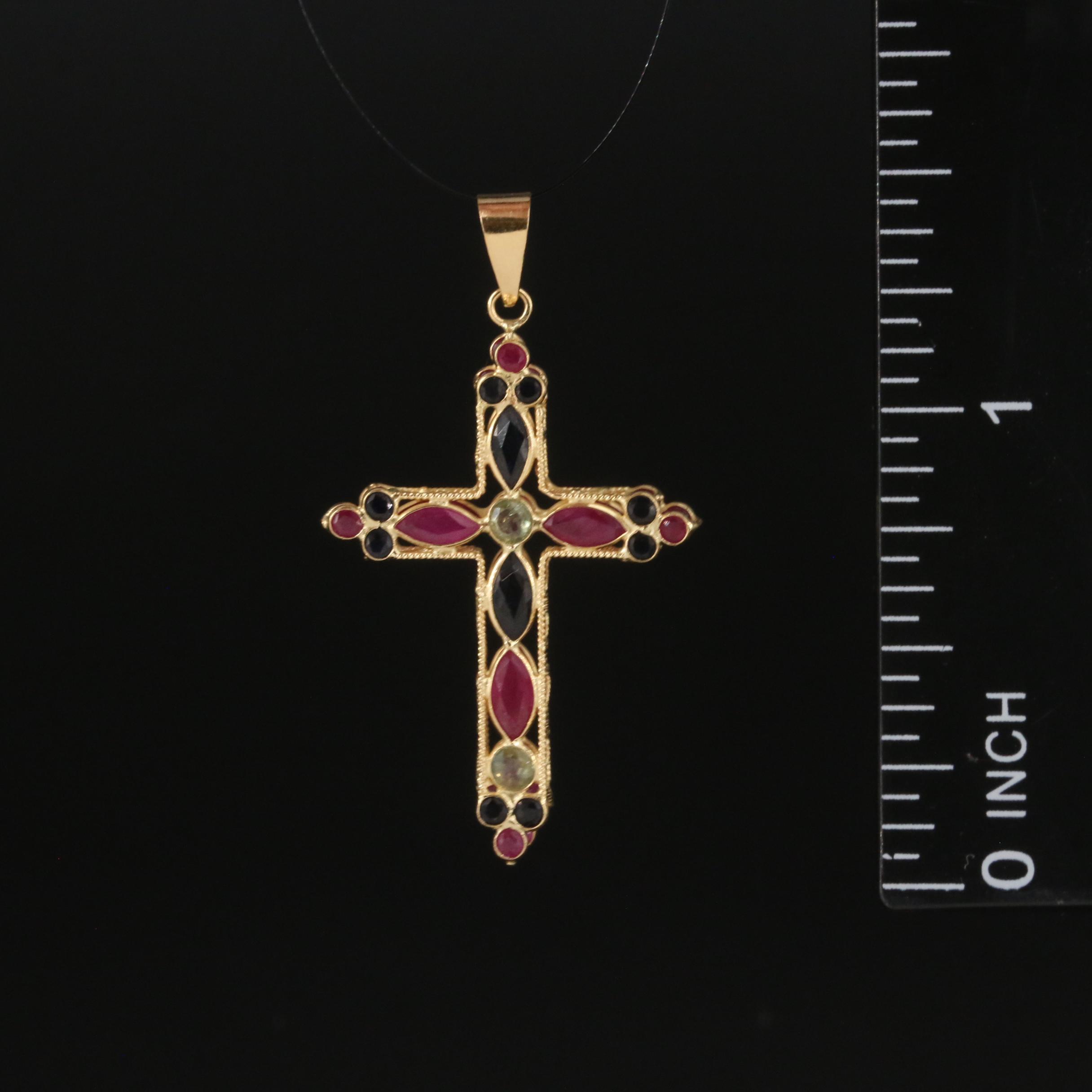18K Ruby Cross Pendant