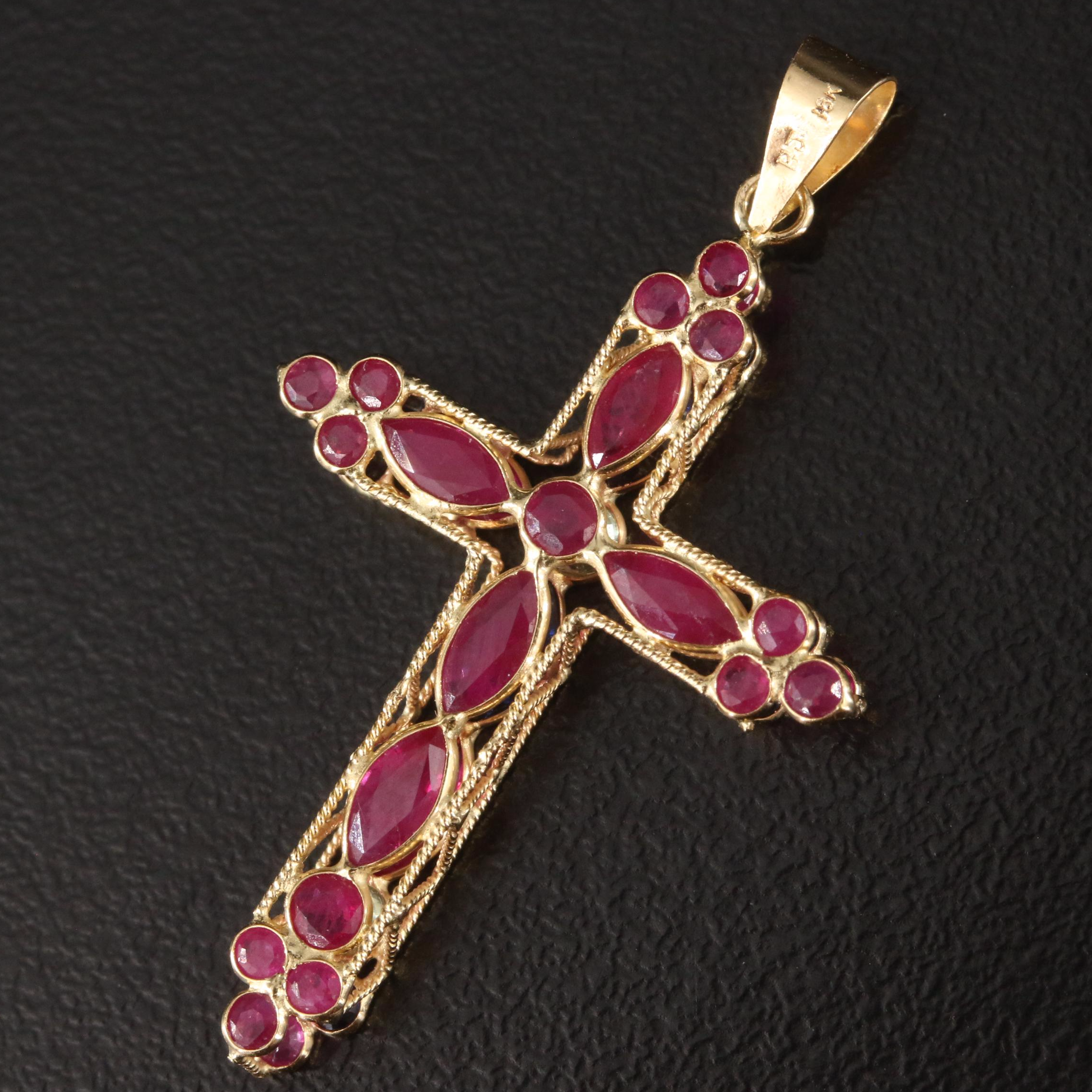 18K Ruby Cross Pendant