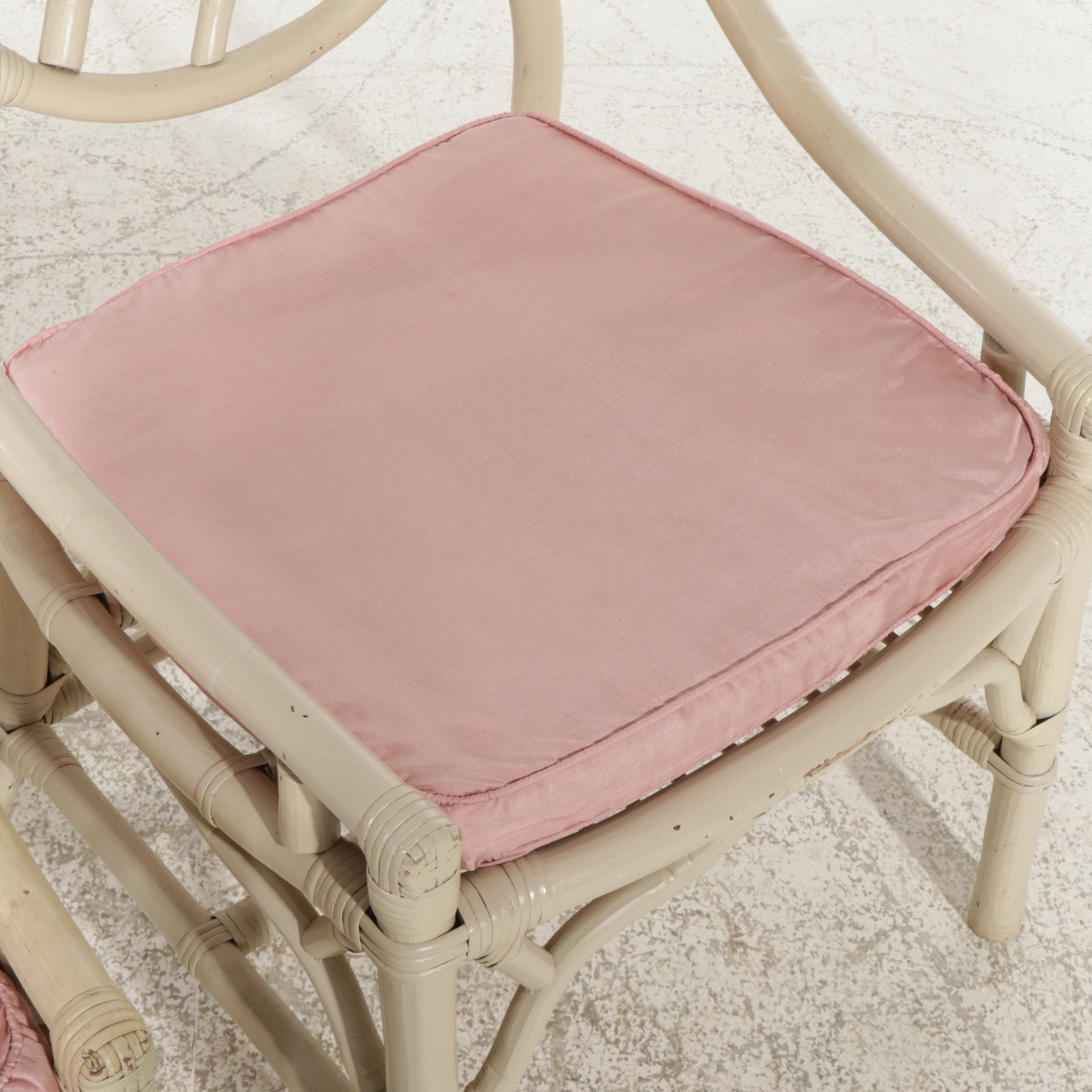 Four "Cracked Ice" Rattan Chairs with Cane Bindings, Late 20th to 21st Century