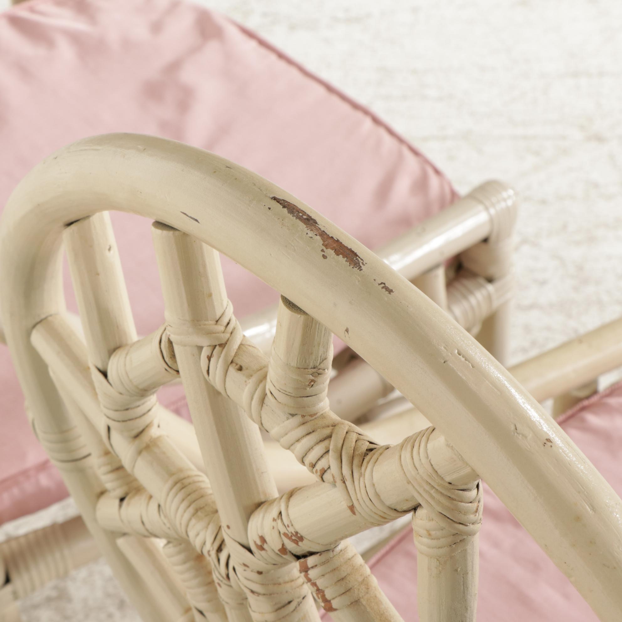 Four "Cracked Ice" Rattan Chairs with Cane Bindings, Late 20th to 21st Century