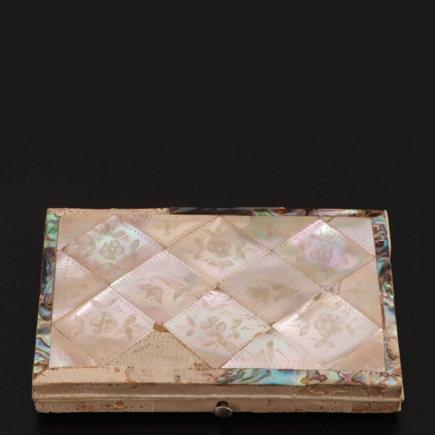 Victorian Abalone and Mother-of-Pearl Calling Card Case, Late 19th Century