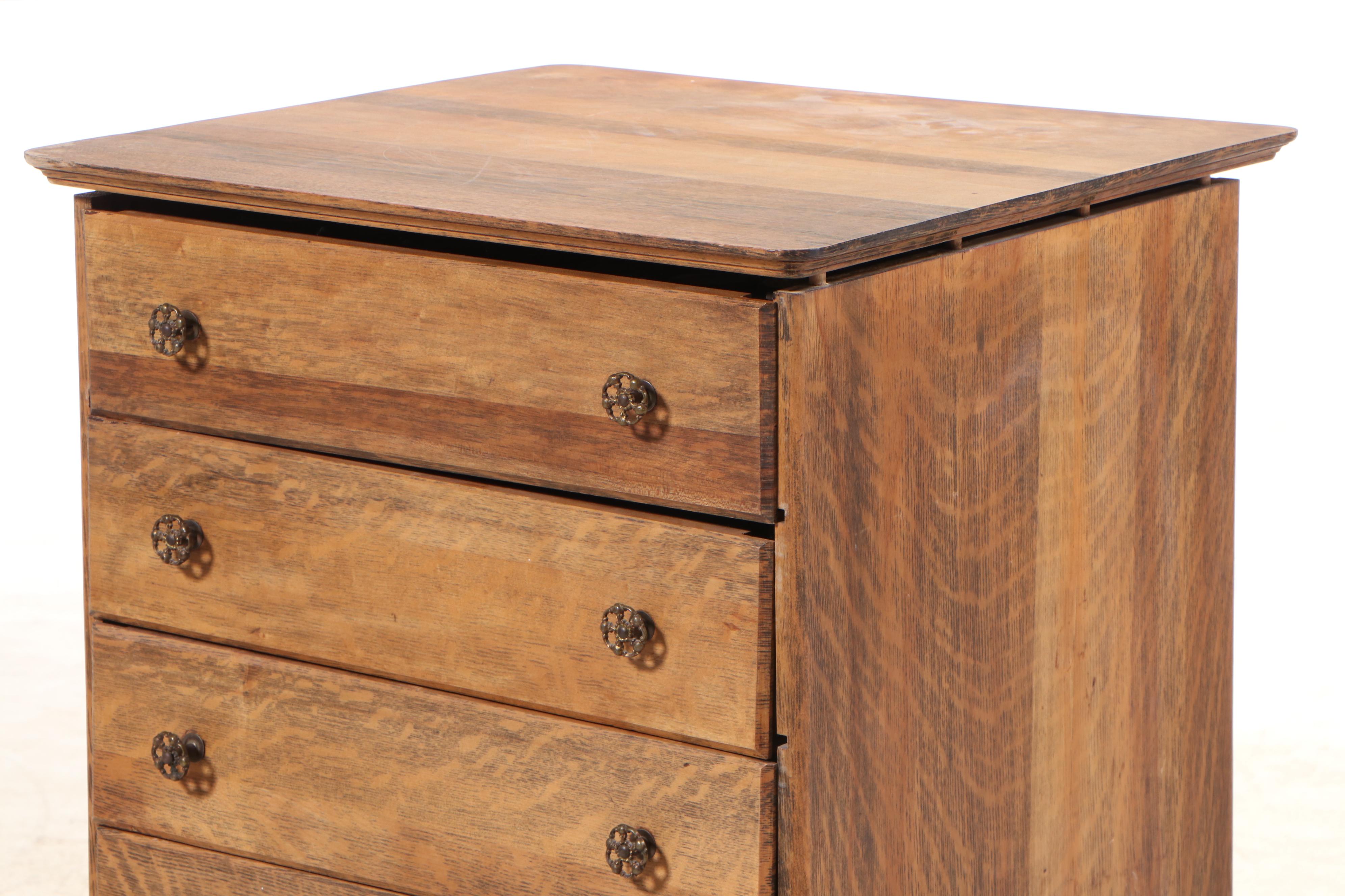 Edison Cylinder Phonograph with Oak Stand and Cylinder Rolls