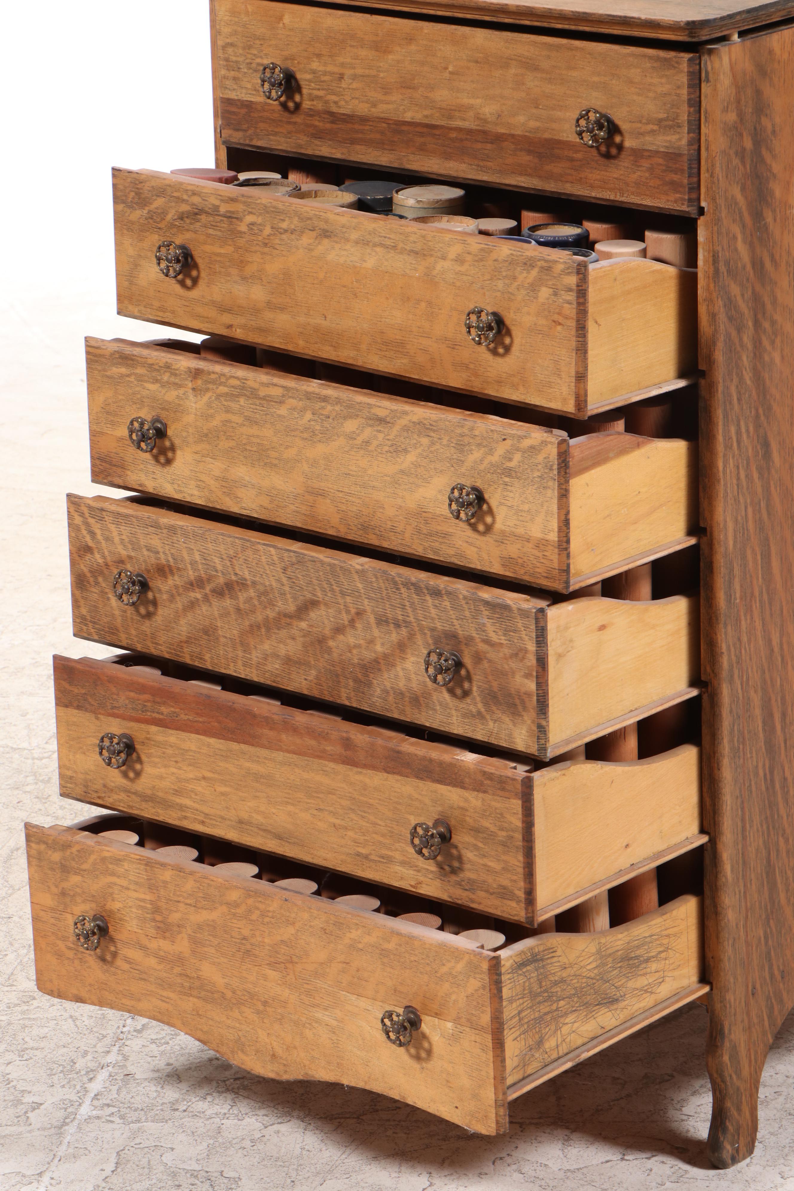 Edison Cylinder Phonograph with Oak Stand and Cylinder Rolls