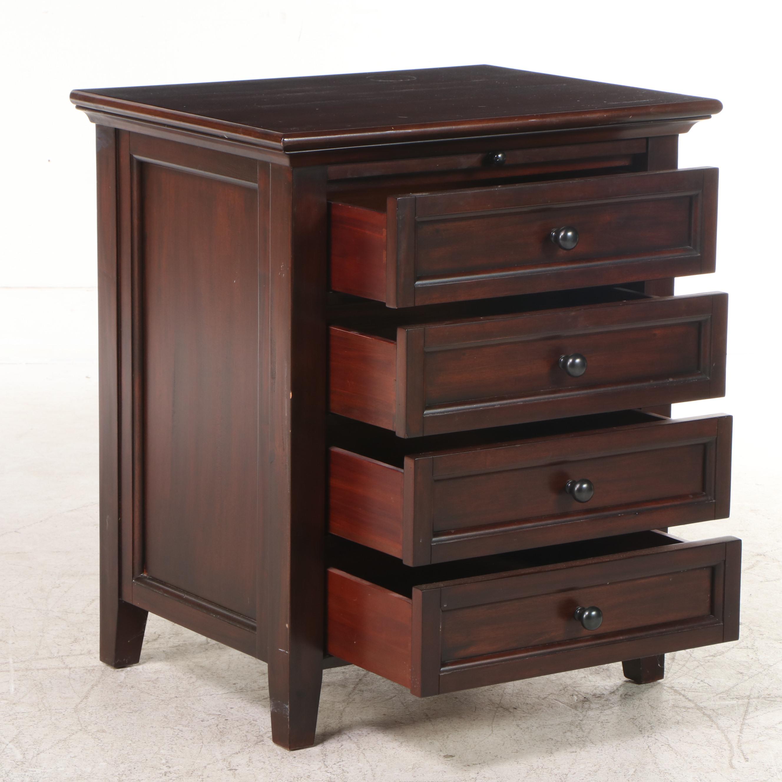Pottery Barn "Hudson" Mahogany Four-Drawer Nightstand
