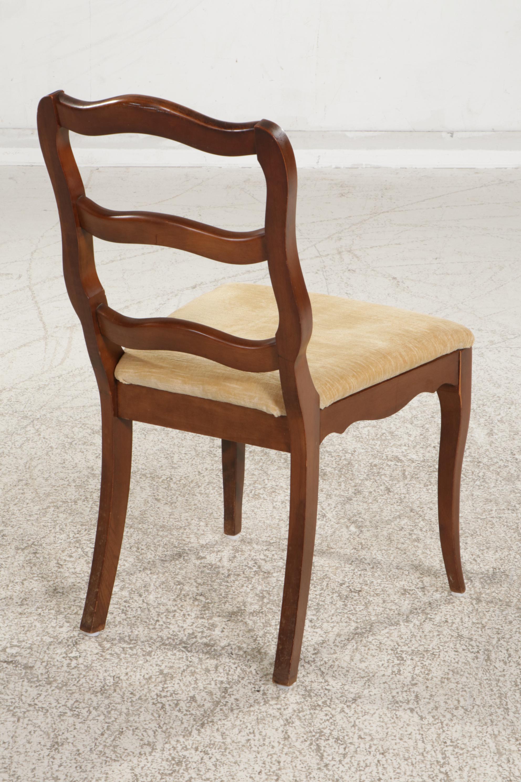 French Provincial Style Walnut Kneehole Desk and Chair, Mid to Late 20th Century