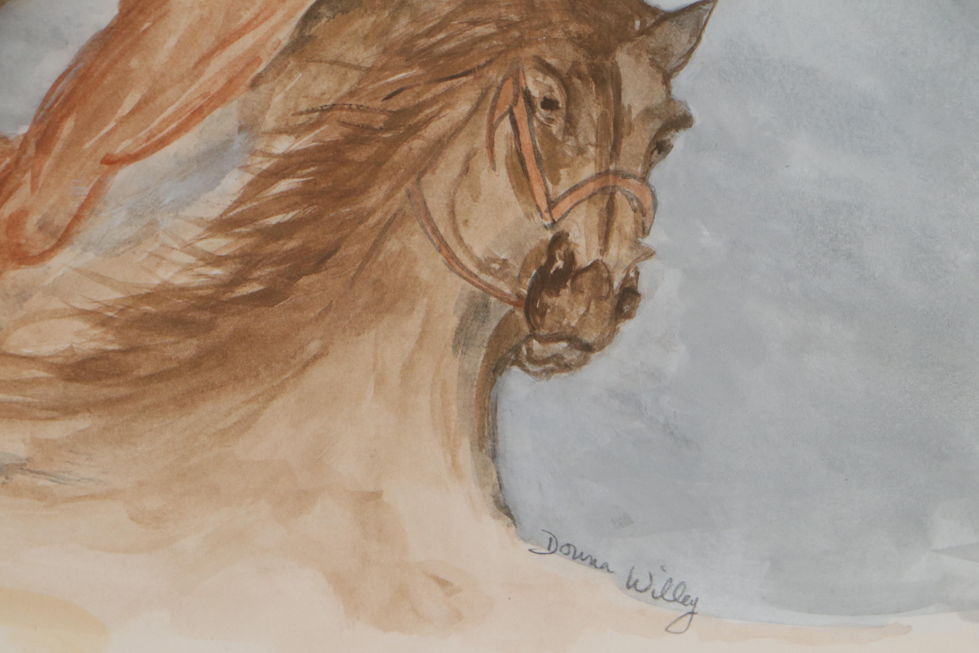 Donna Willey Watercolor Painting of Horses, Late 20th Century | EBTH