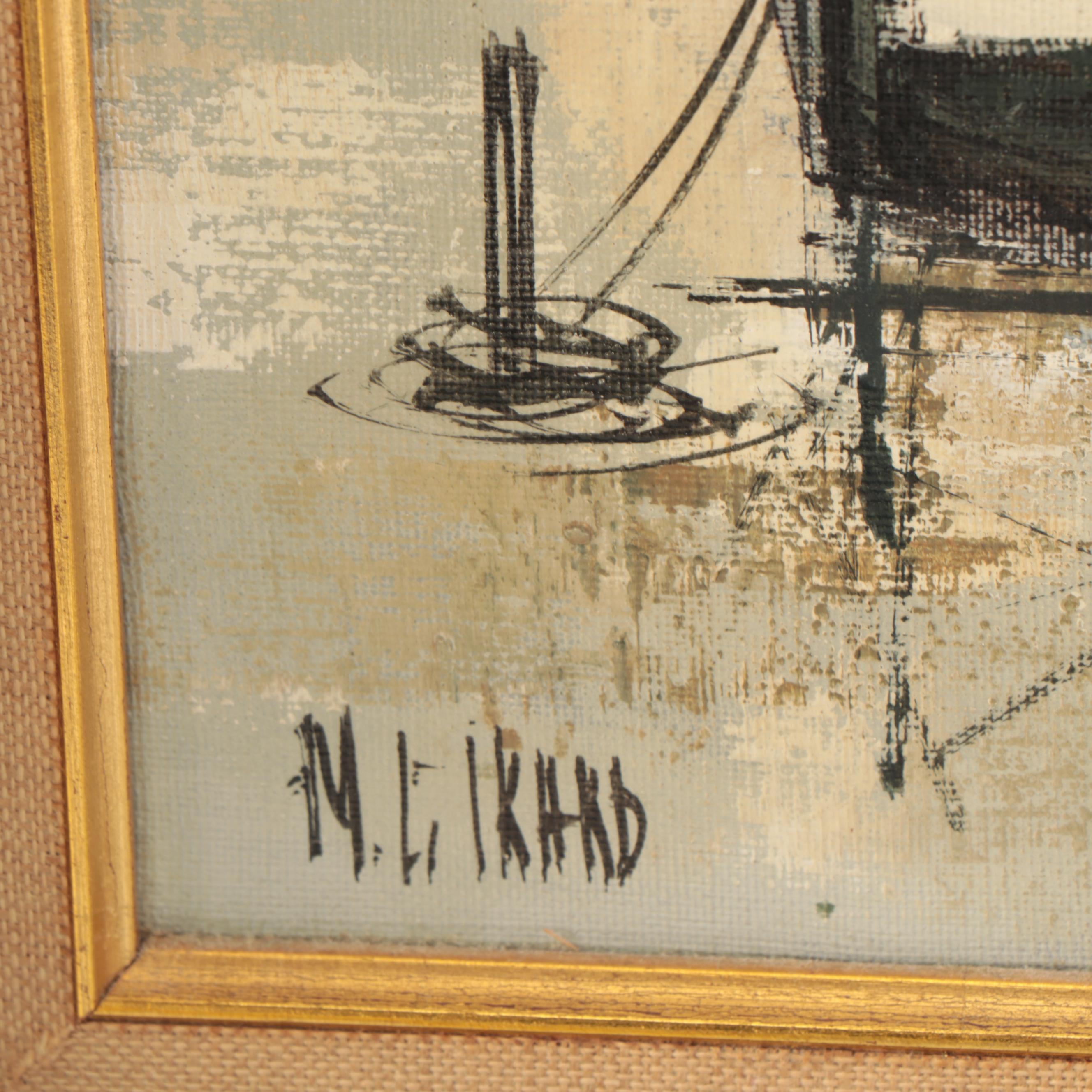 Marius Girard Oil Paintings of Harbor and Street Scene, Late 20th Century