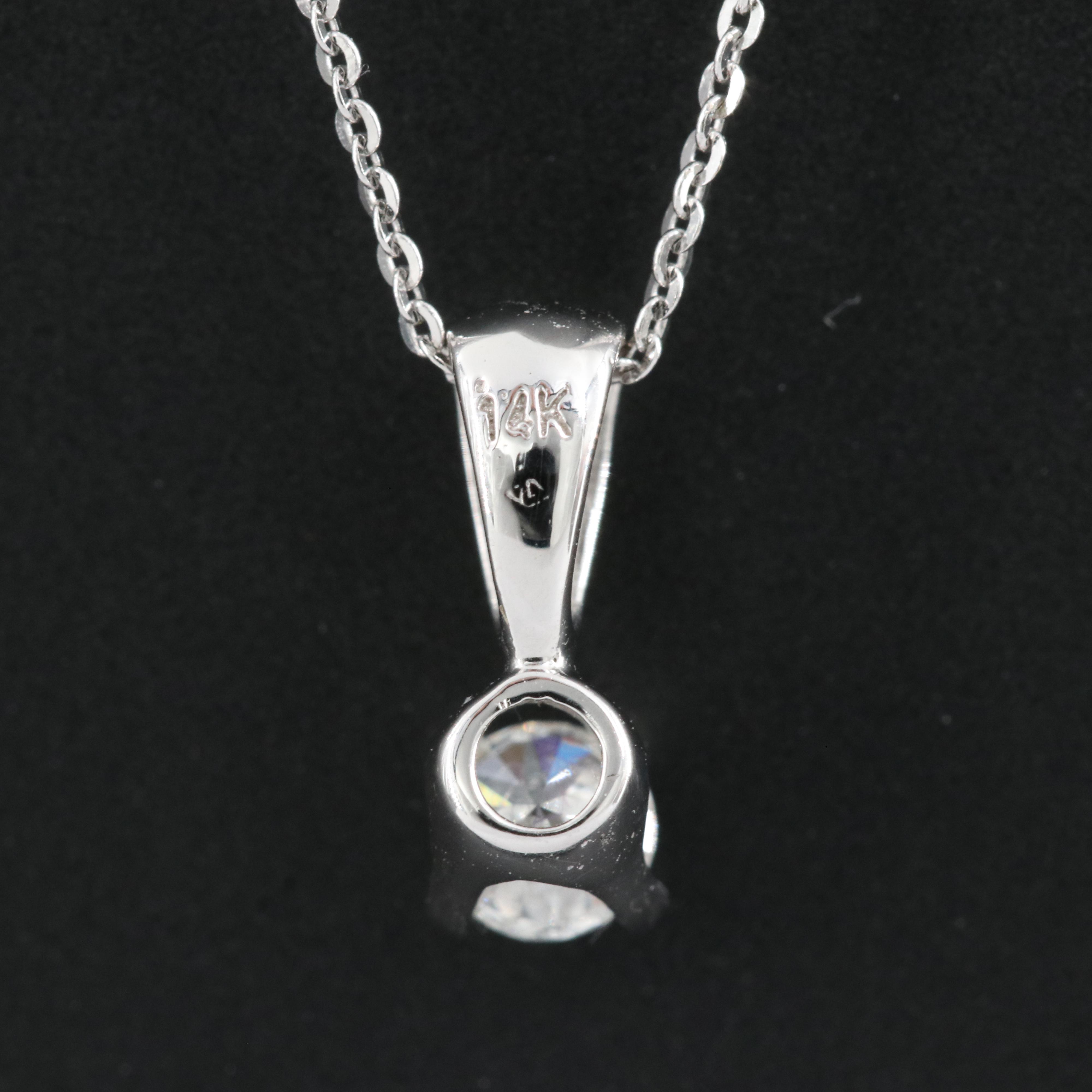 14K 0.14 CT Diamond Solitaire Pendant Necklace